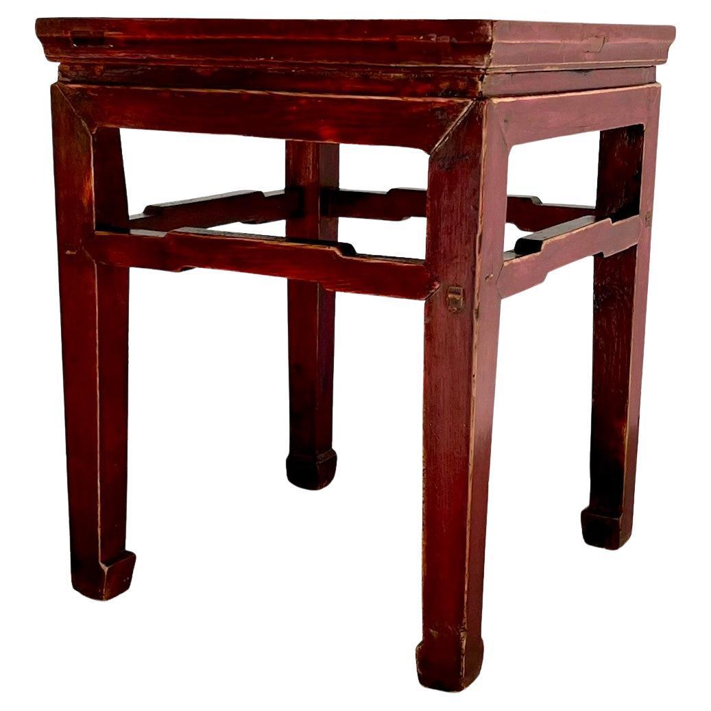 Rosewood Chinese Ming Dynasty Style Side Table with Humpback Stretcher For Sale
