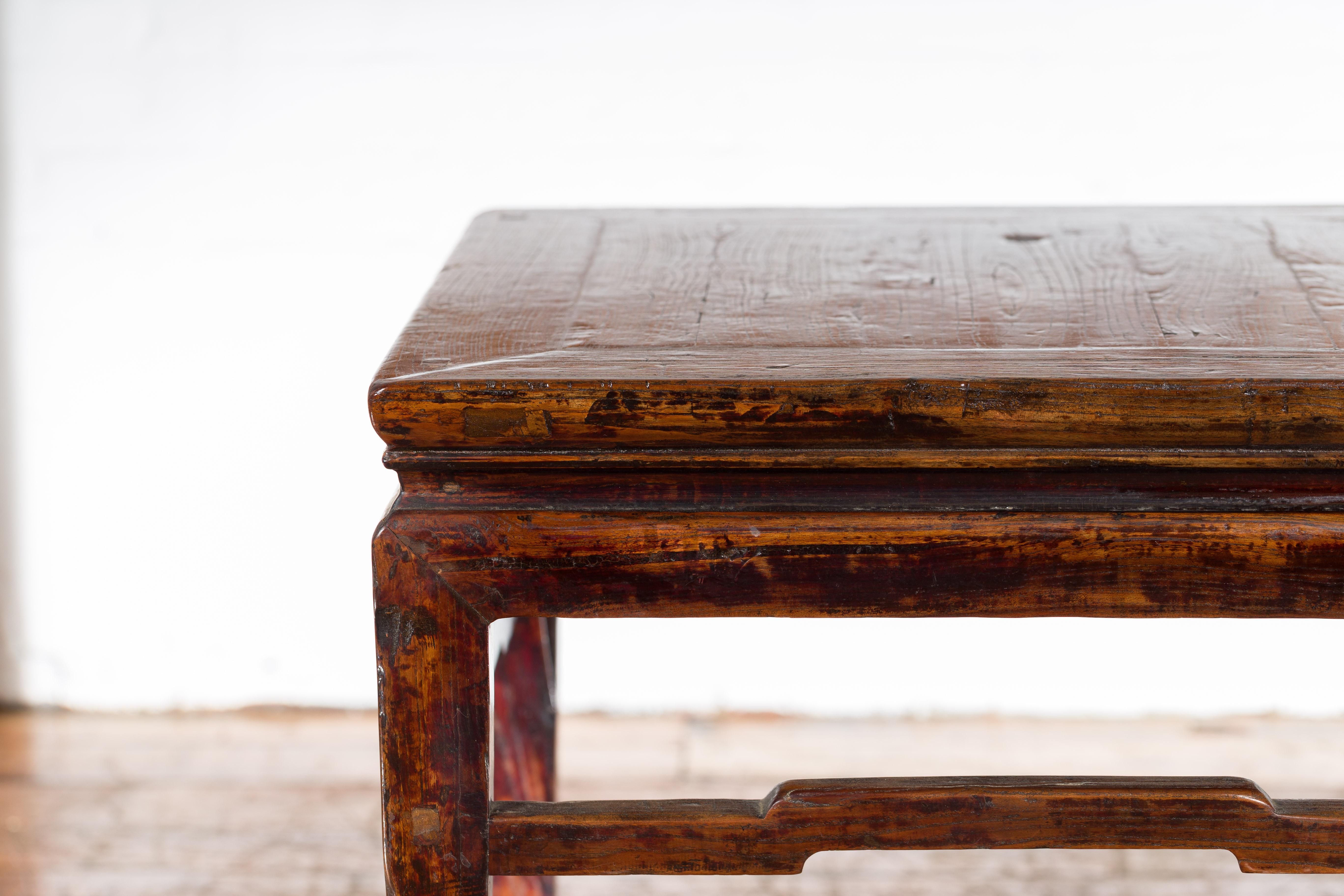 20th Century Chinese Ming Dynasty Style Vintage Lamp Table with Humpback Stretchers For Sale