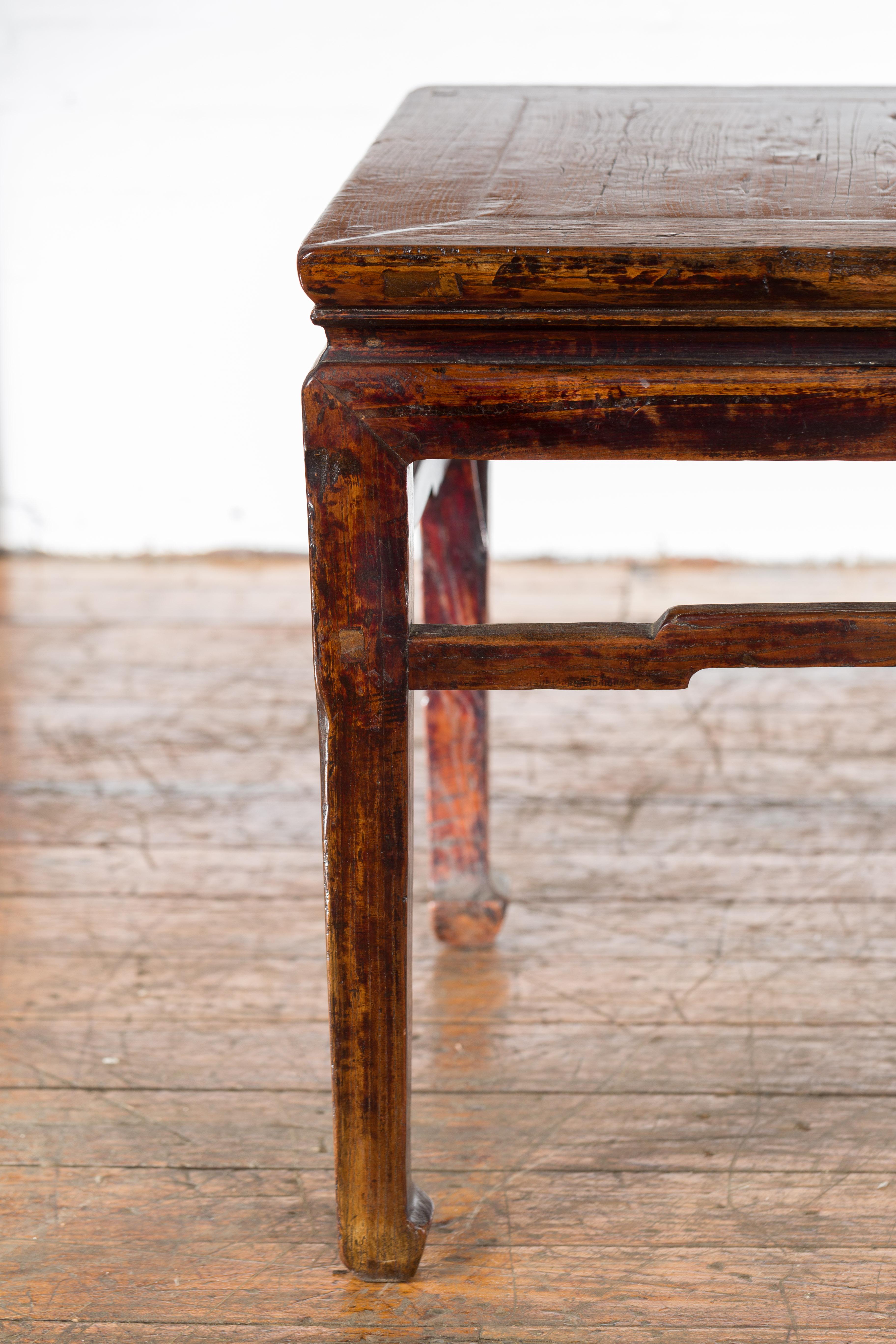 Chinese Ming Dynasty Style Vintage Lamp Table with Humpback Stretchers For Sale 3