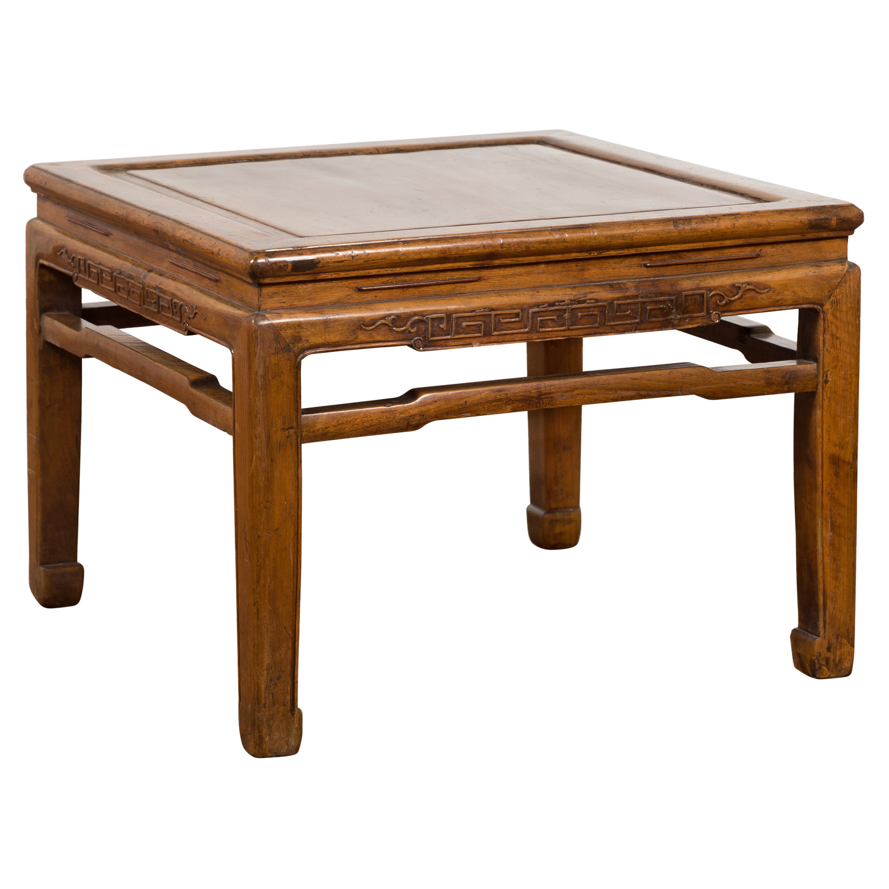 Chinese Ming Dynasty Style Vintage Low Side Table with Horsehoof Extremities