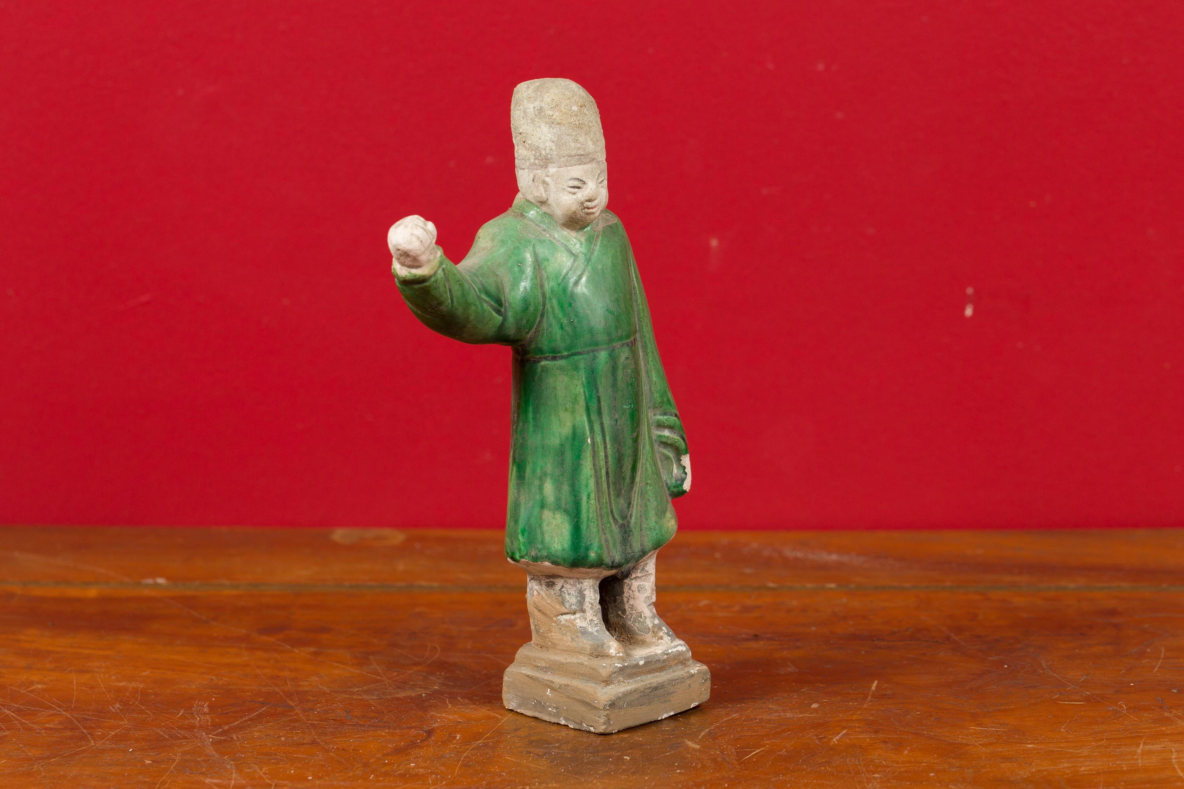 Chinese Ming Dynasty Terracotta Official Statuette with Original Polychromy 1