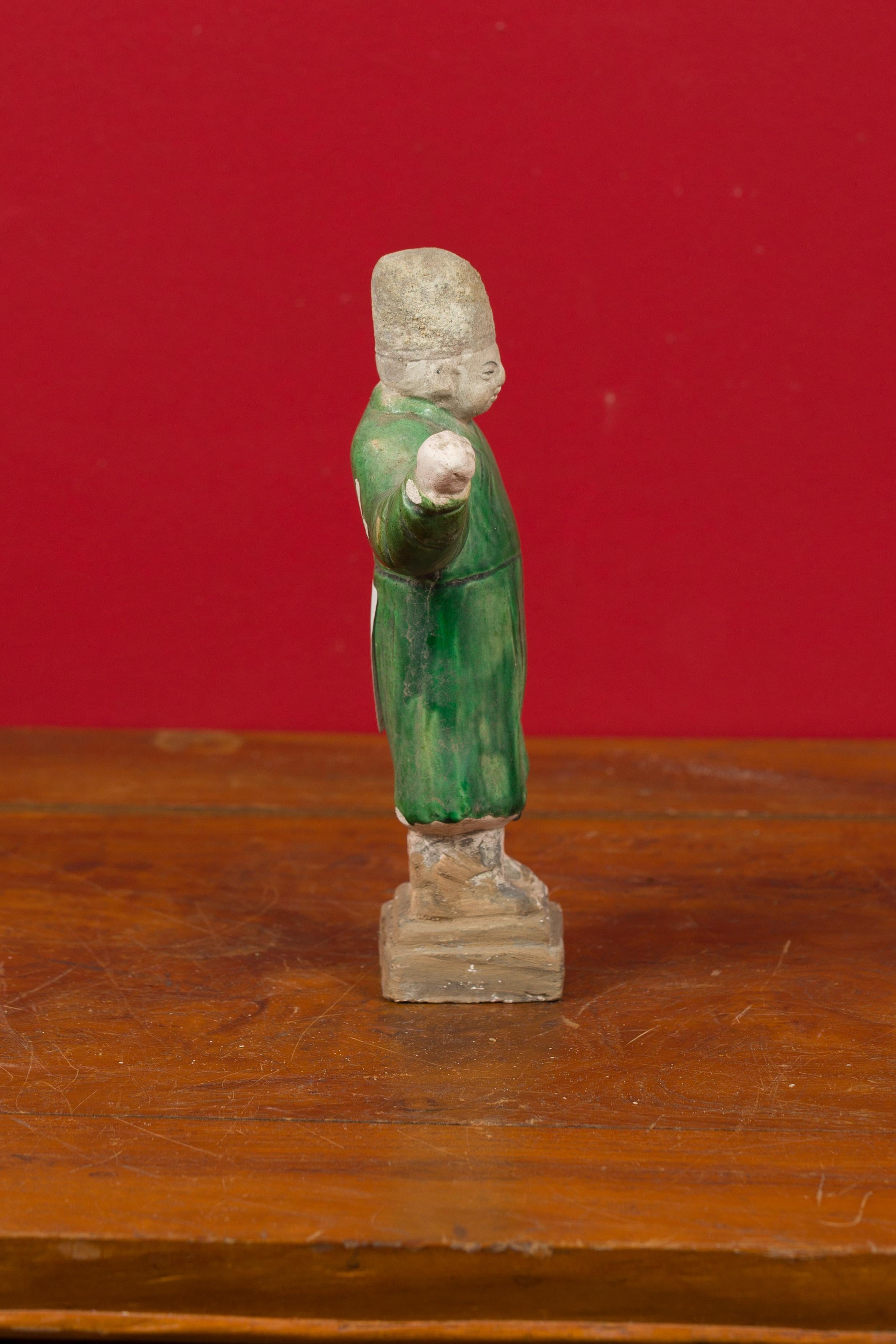 Chinese Ming Dynasty Terracotta Official Statuette with Original Polychromy 2