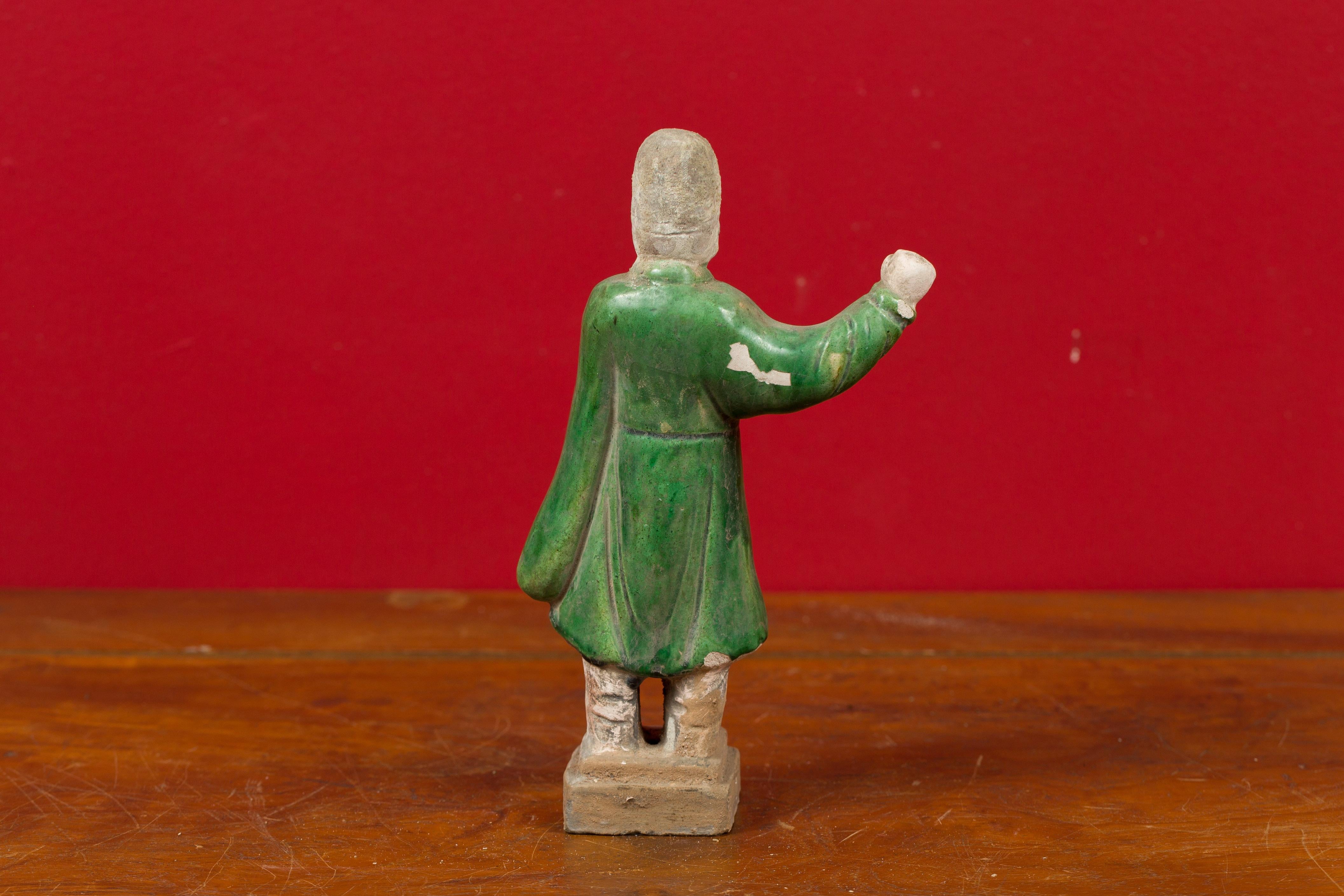 Chinese Ming Dynasty Terracotta Official Statuette with Original Polychromy 3