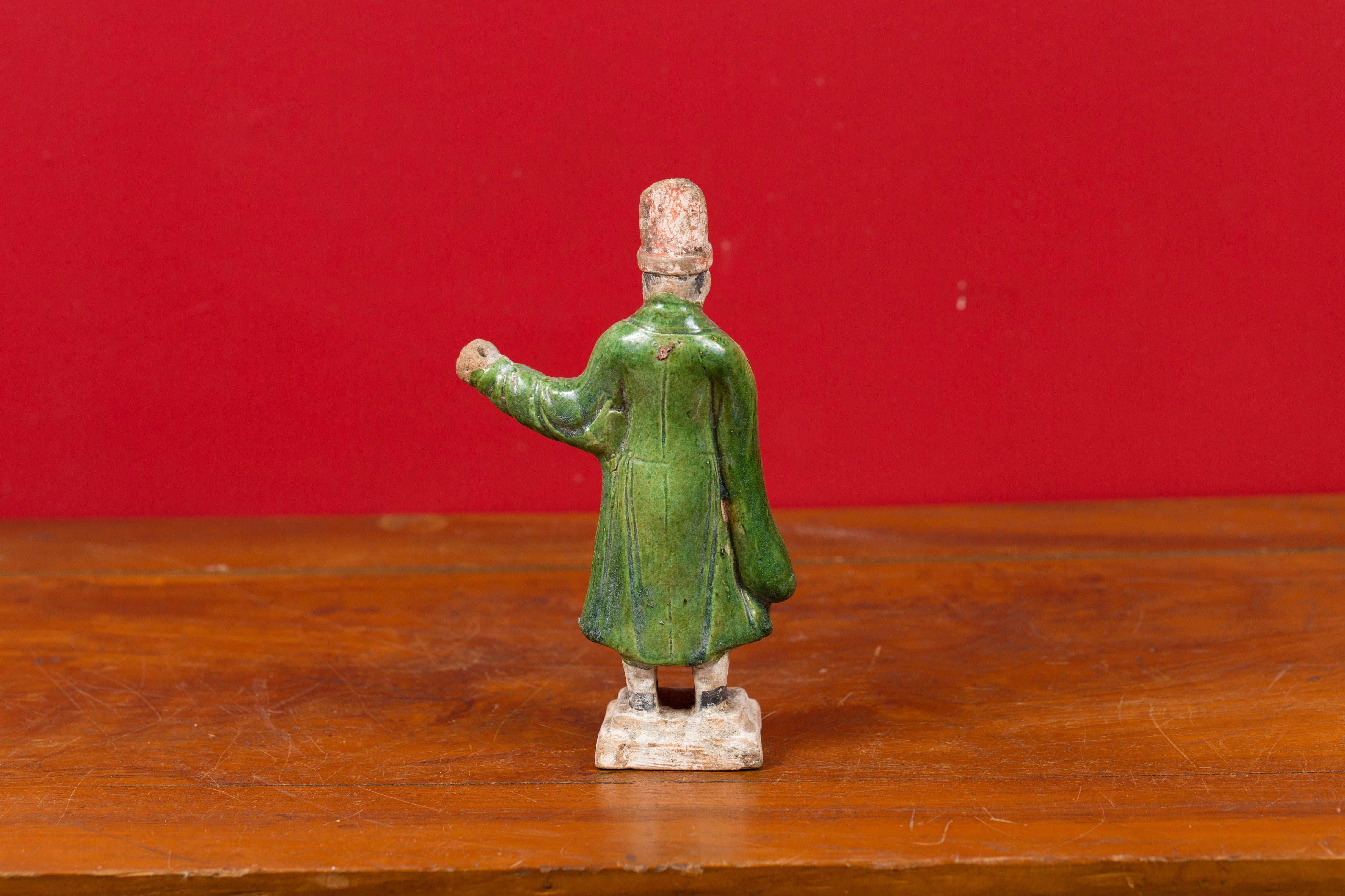 Chinese Ming Dynasty Terracotta Official Statuette with Original Polychromy For Sale 3