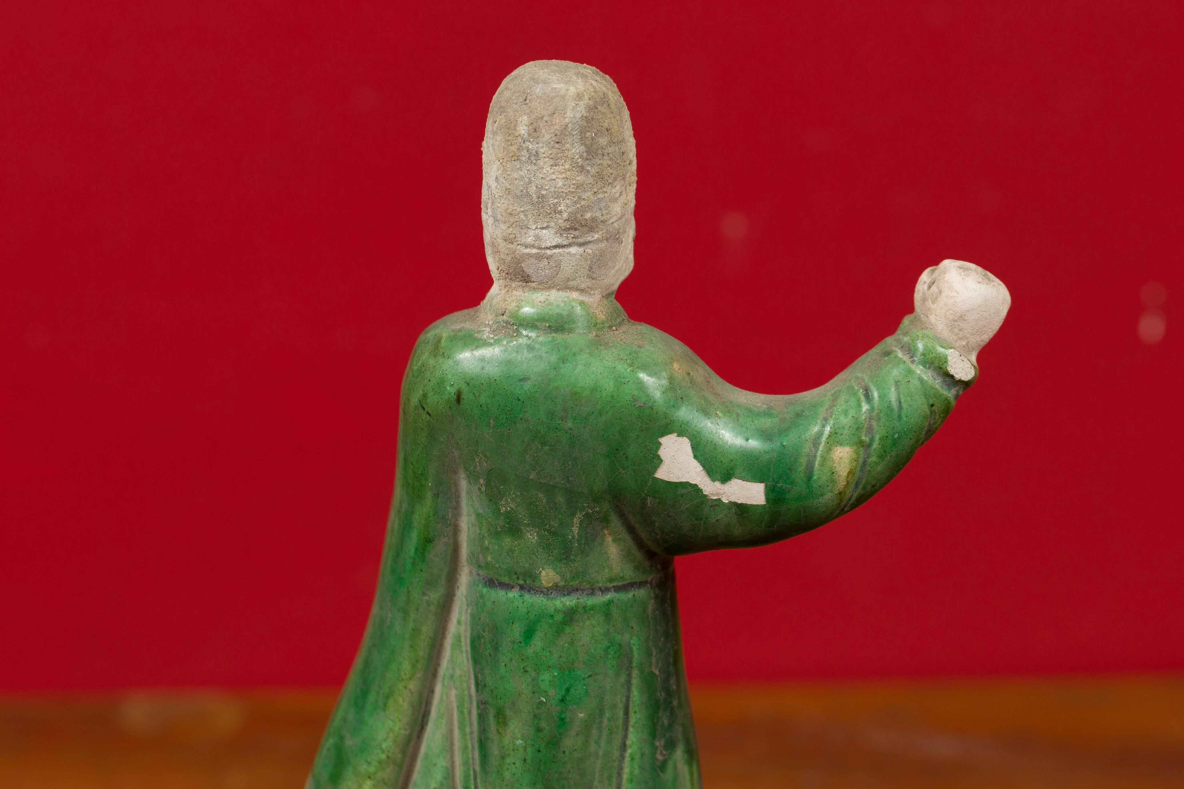 Chinese Ming Dynasty Terracotta Official Statuette with Original Polychromy 4