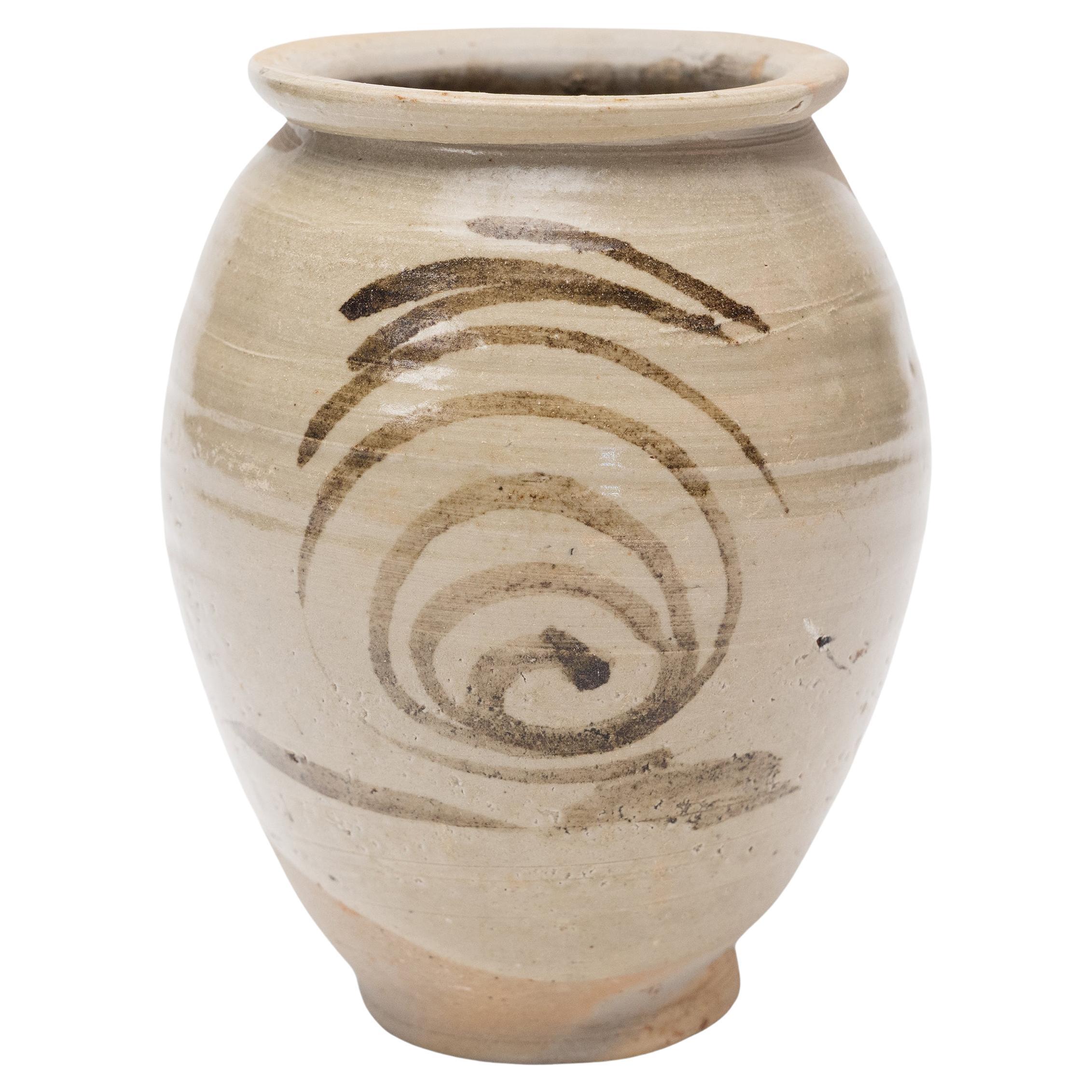 Vaso cinese Ming in ferro spazzolato, 1600 ca. in vendita