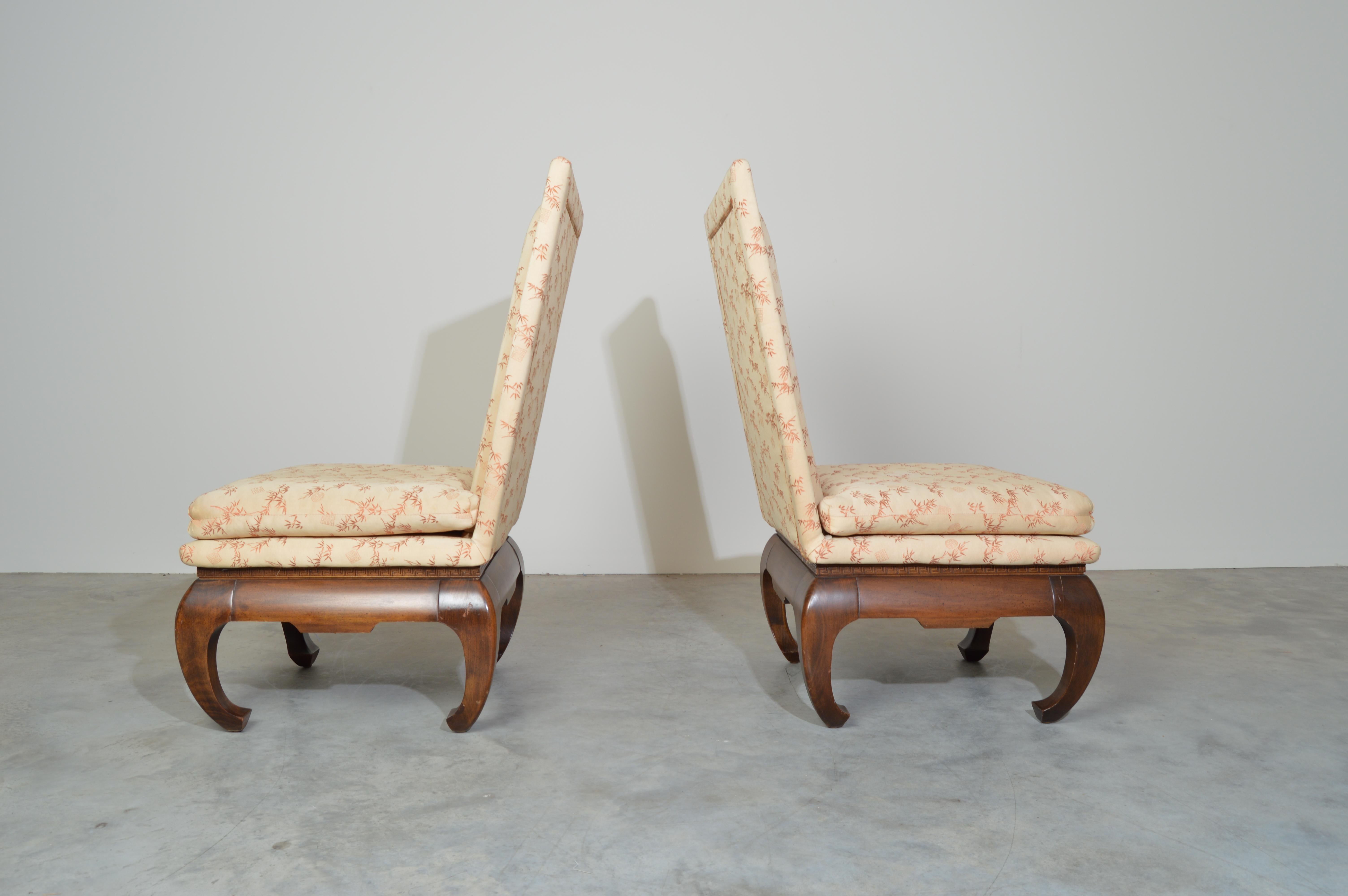 American Chinese Ming James Mont Style Chinoiserie Occasional Chairs Having Chong Legs