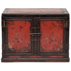 Low Chinese Painted Book Cabinet, Ming Dynasty