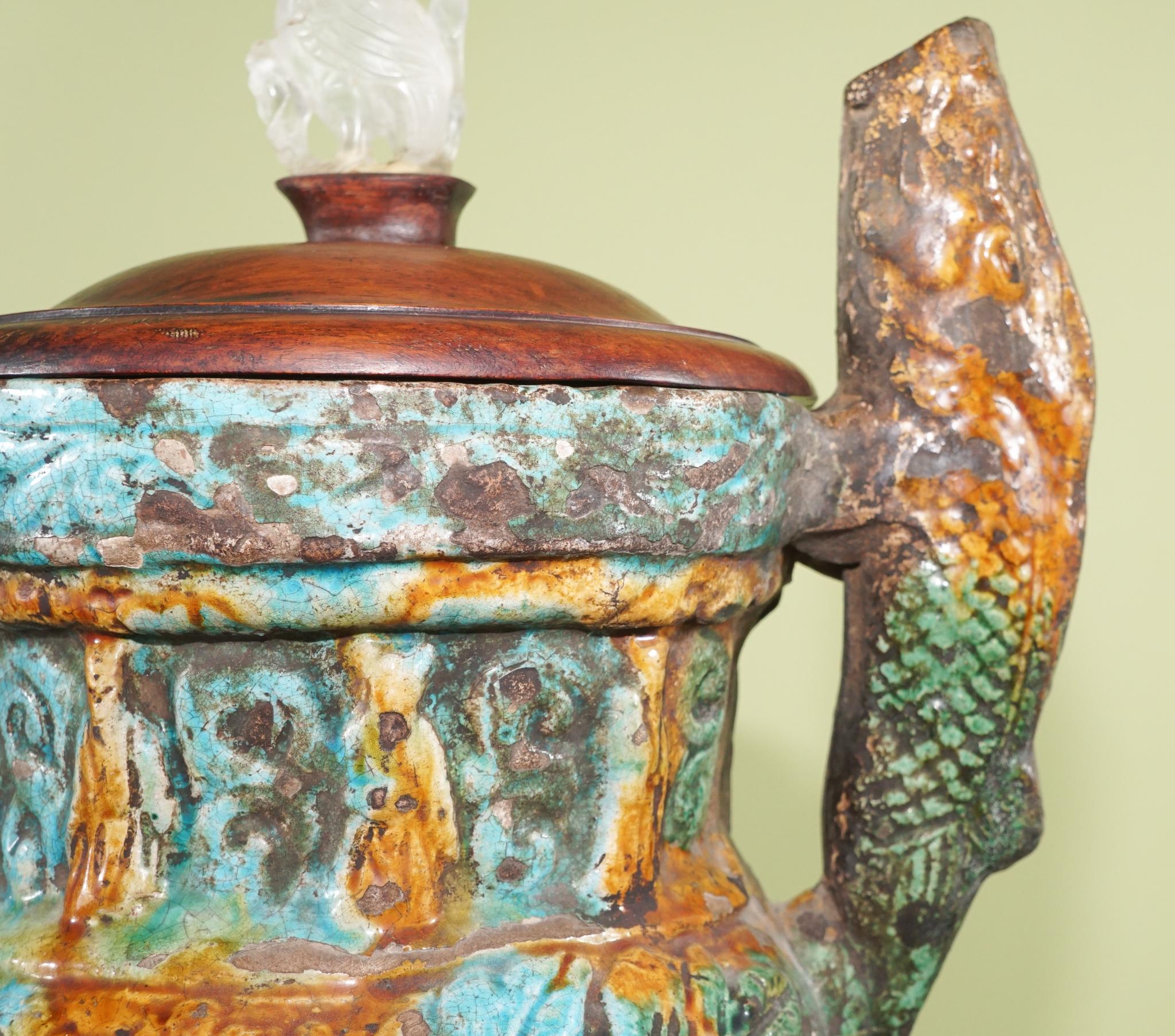 Chinese Ming period Dynasty Buddhist Incense Burner with a Rock Crystal Finial For Sale 4