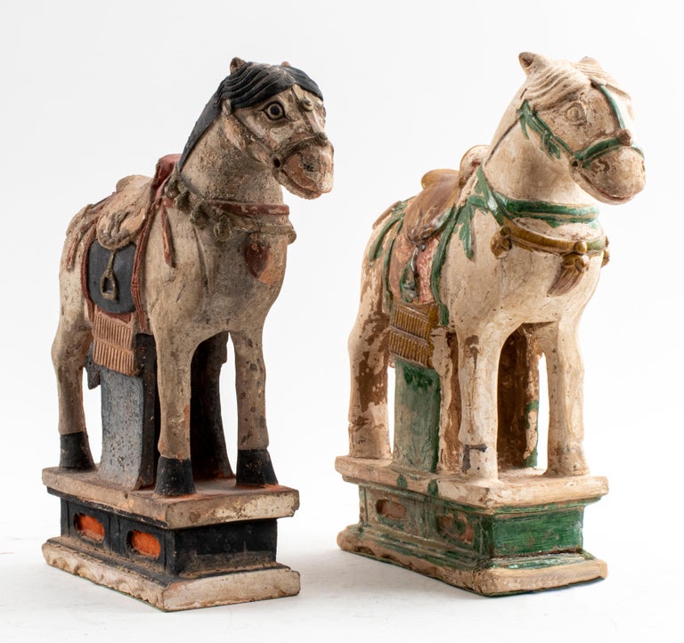 Glazed Chinese Ming Pottery Horses For Sale