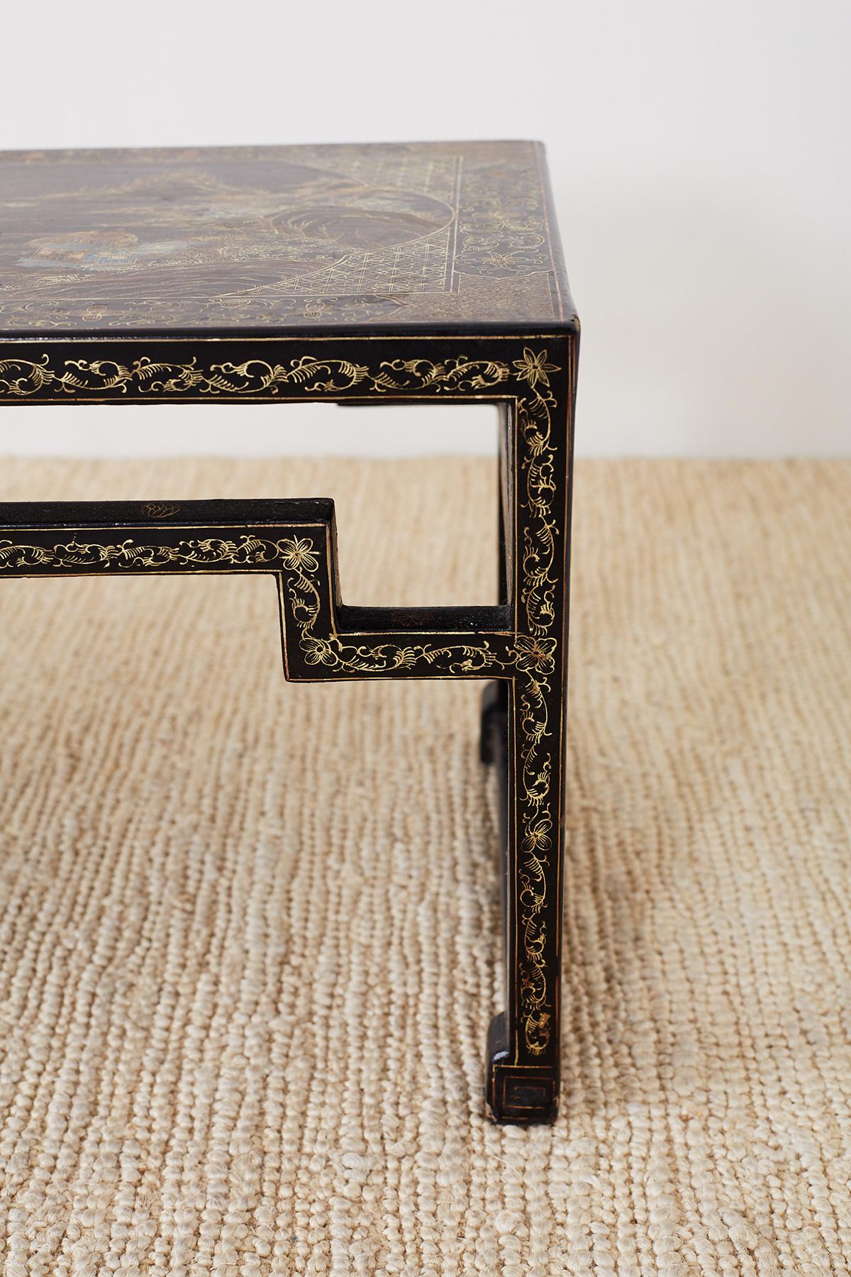 Chinese Ming Style Black Lacquered Coffee Table 6