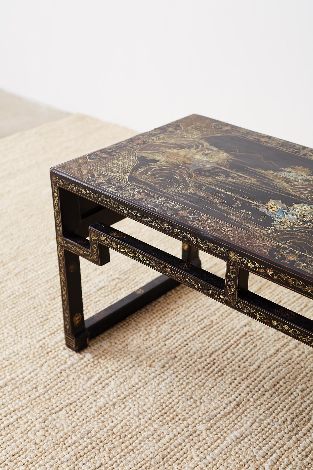 Chinese Ming Style Black Lacquered Coffee Table 7