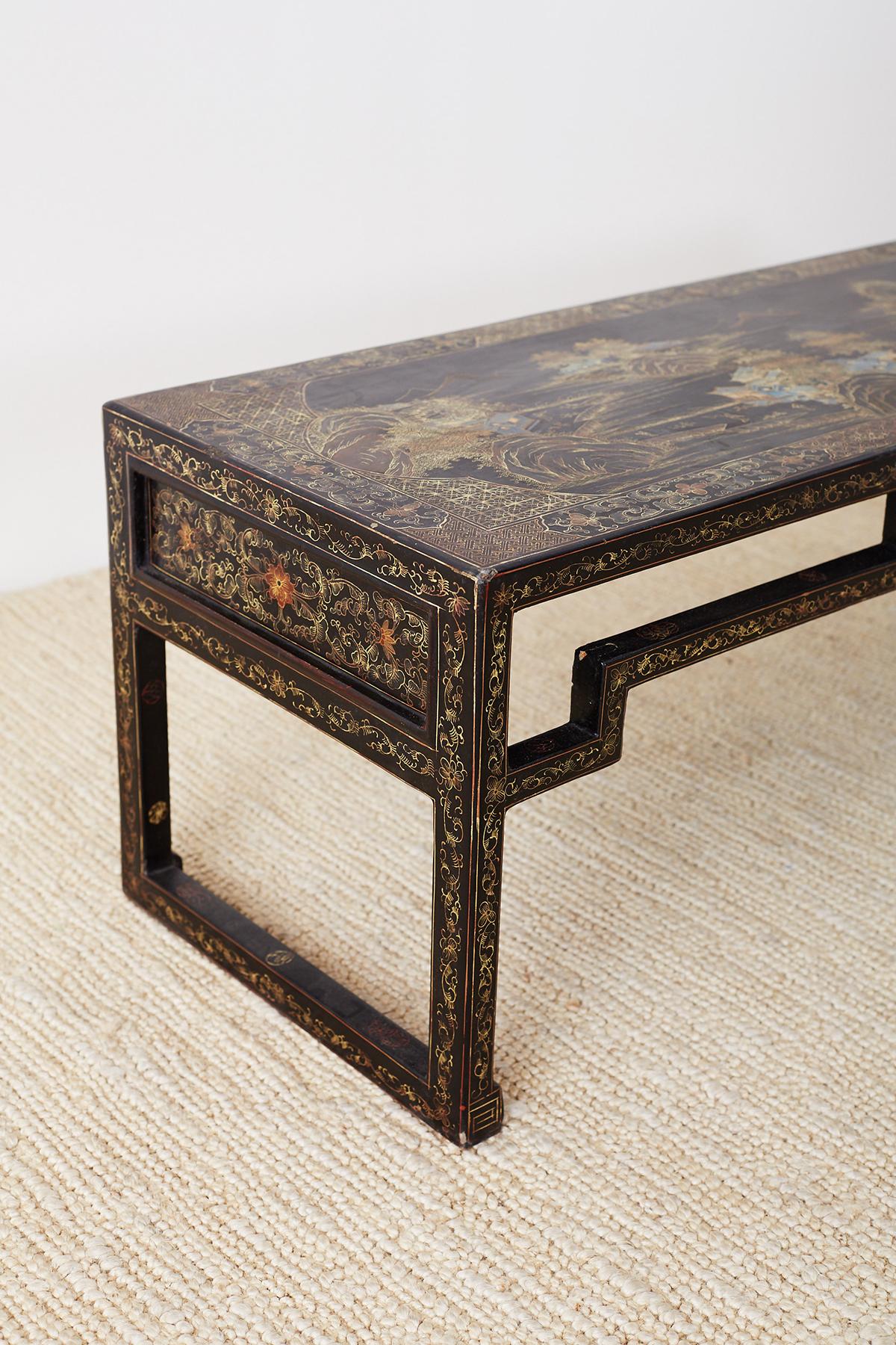 Chinese Ming Style Black Lacquered Coffee Table 8