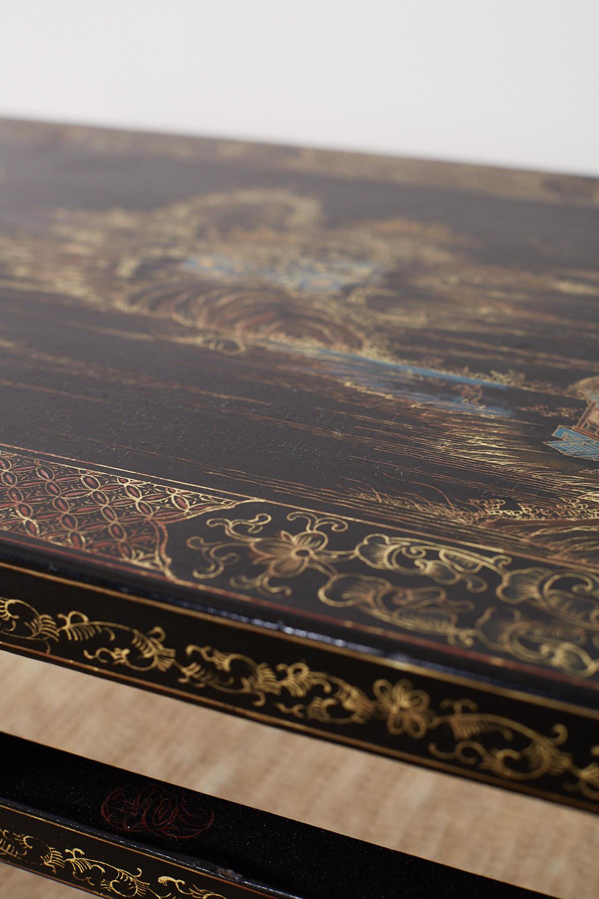 Chinese Ming Style Black Lacquered Coffee Table 9
