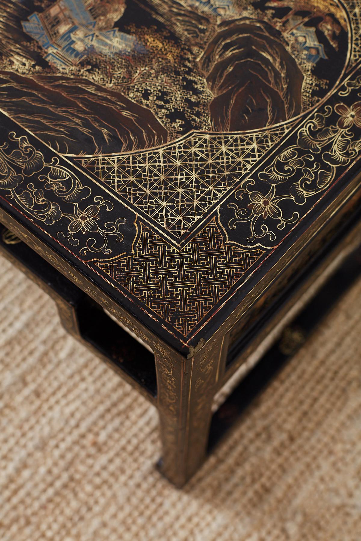 Chinese Ming Style Black Lacquered Coffee Table 10