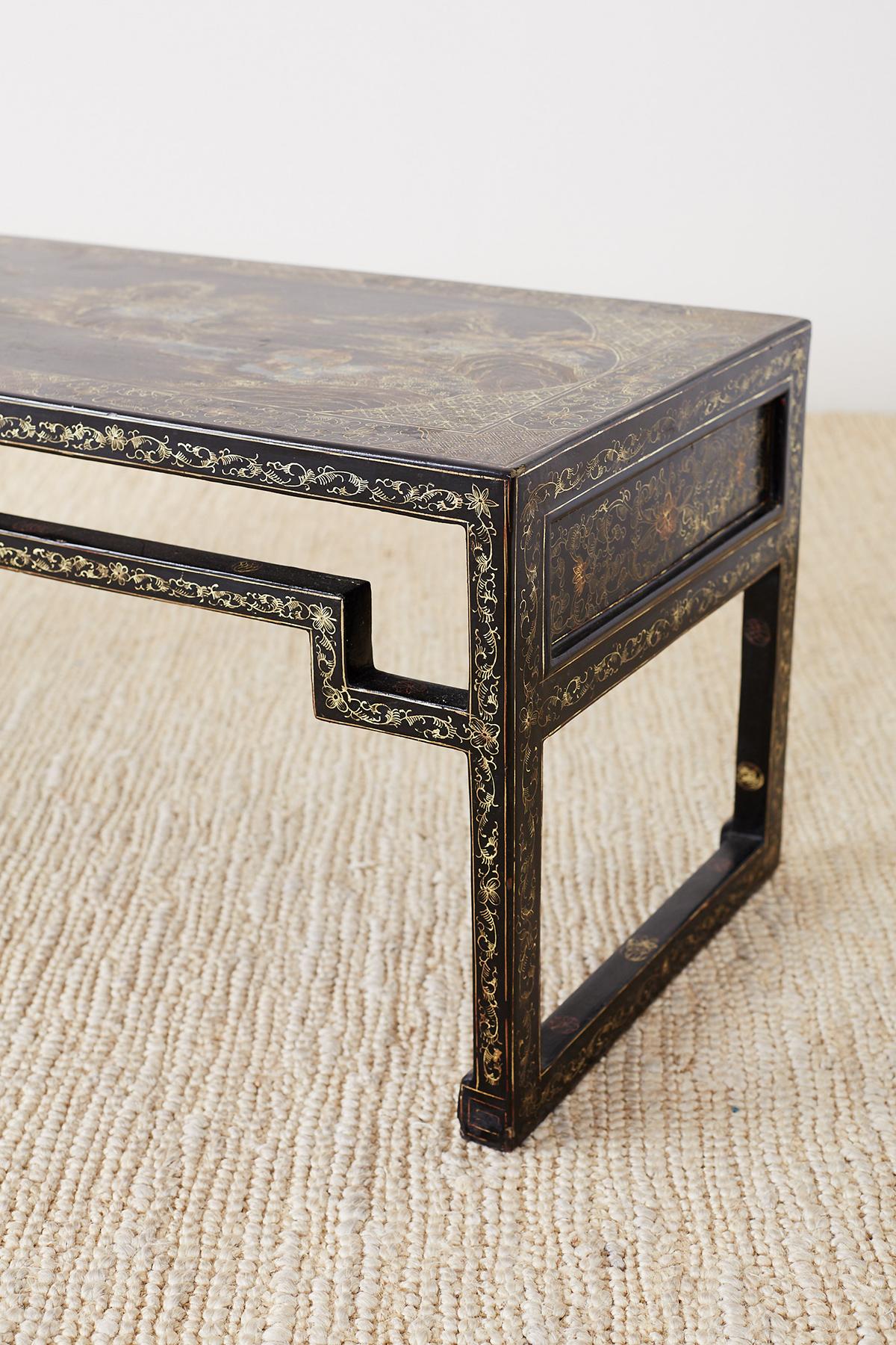 Chinese Ming Style Black Lacquered Coffee Table 11