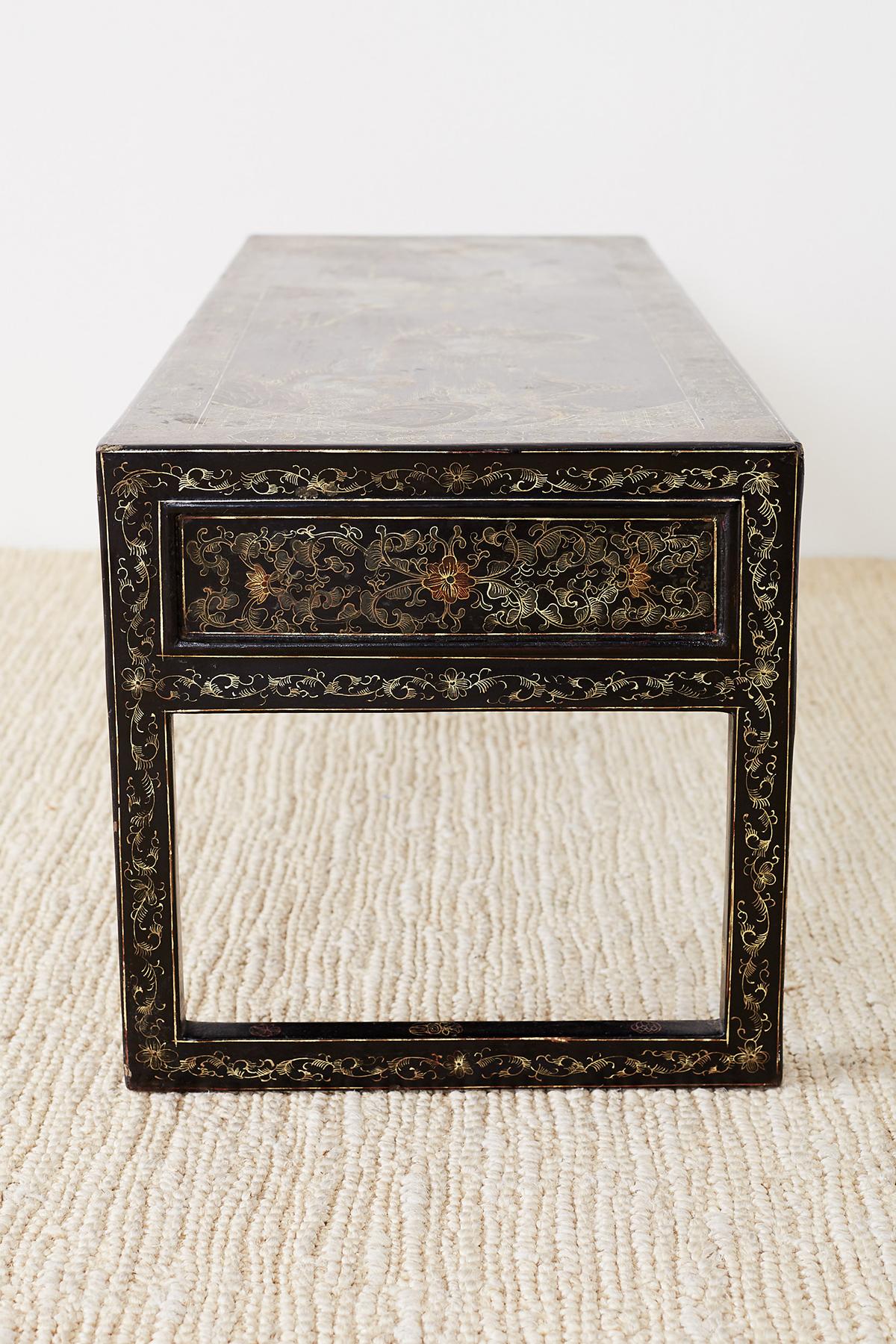 Chinese Ming Style Black Lacquered Coffee Table 12