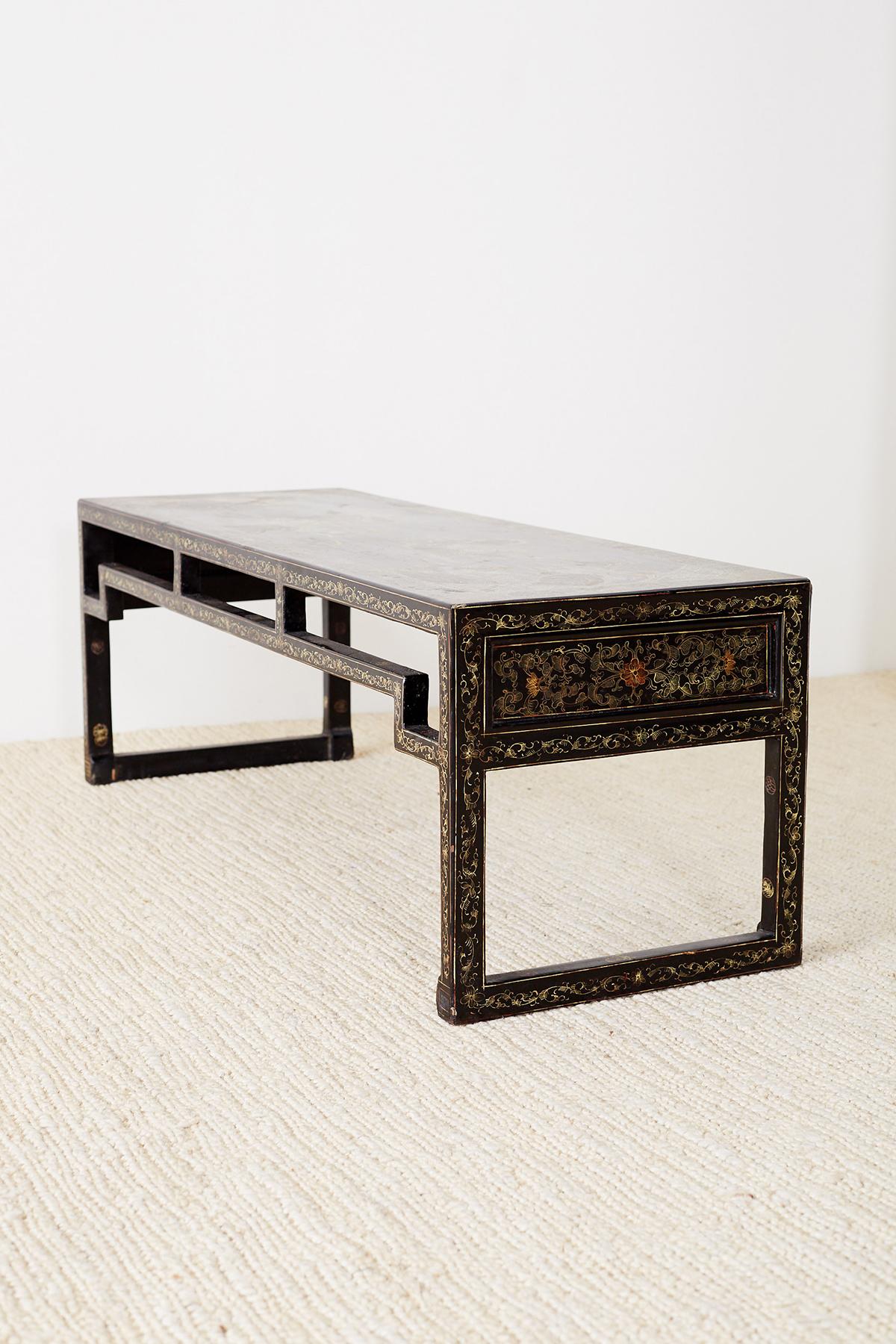 Chinese Ming Style Black Lacquered Coffee Table 14