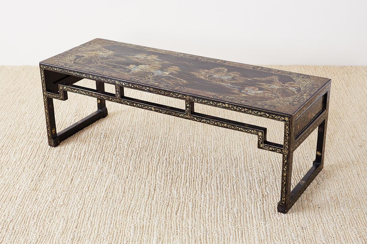 Chinese Export Chinese Ming Style Black Lacquered Coffee Table