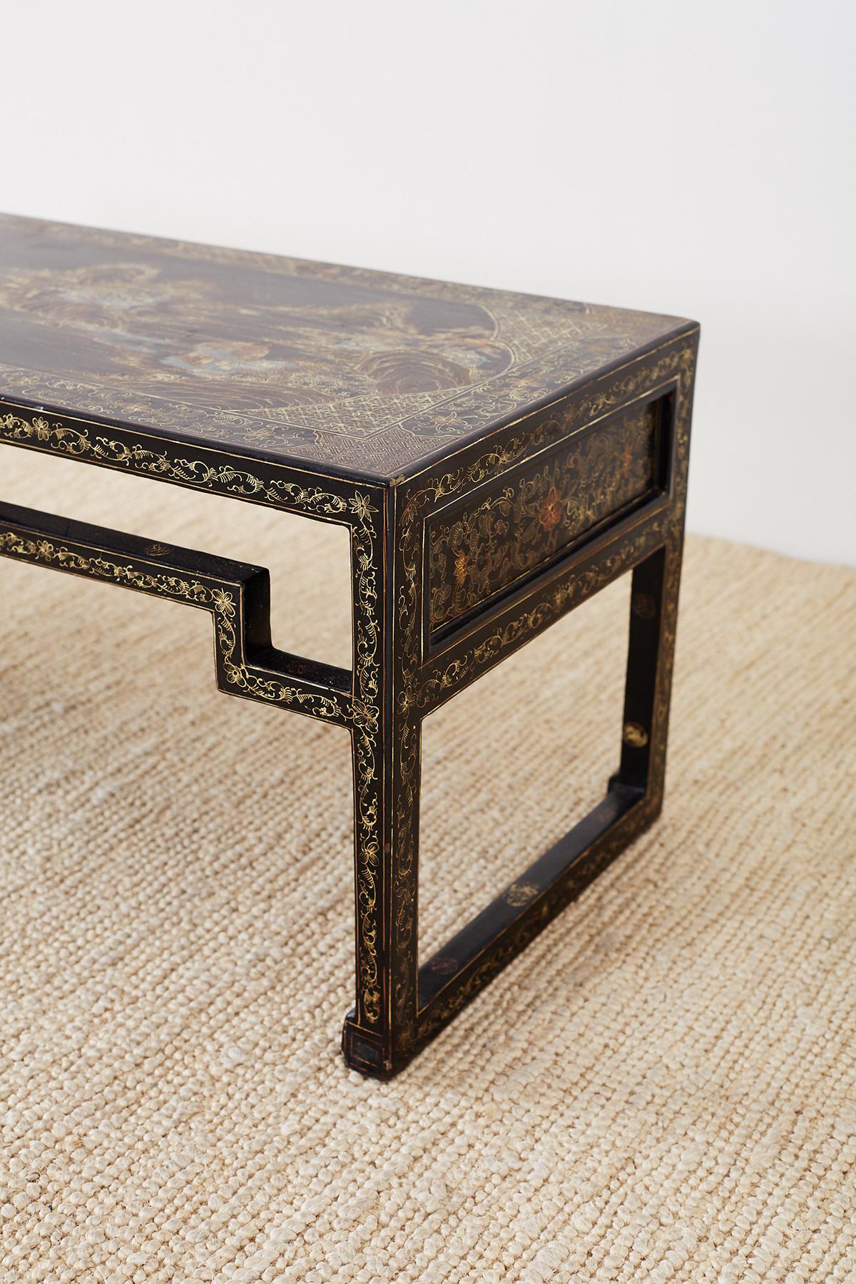 20th Century Chinese Ming Style Black Lacquered Coffee Table