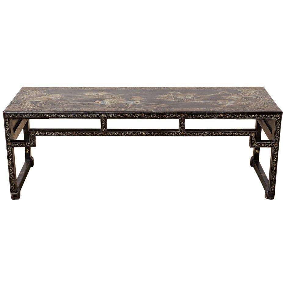 Chinese Ming Style Black Lacquered Coffee Table