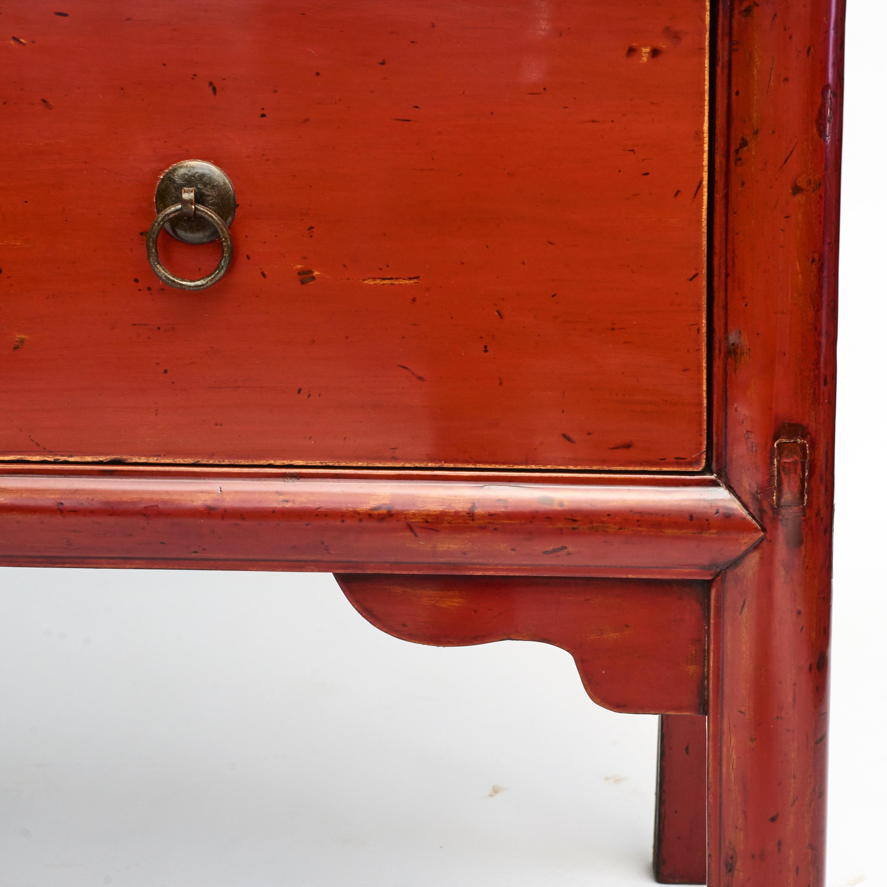 Chinese Ming Style Cabinet with Original Red Lacquer, 1840-1860 4