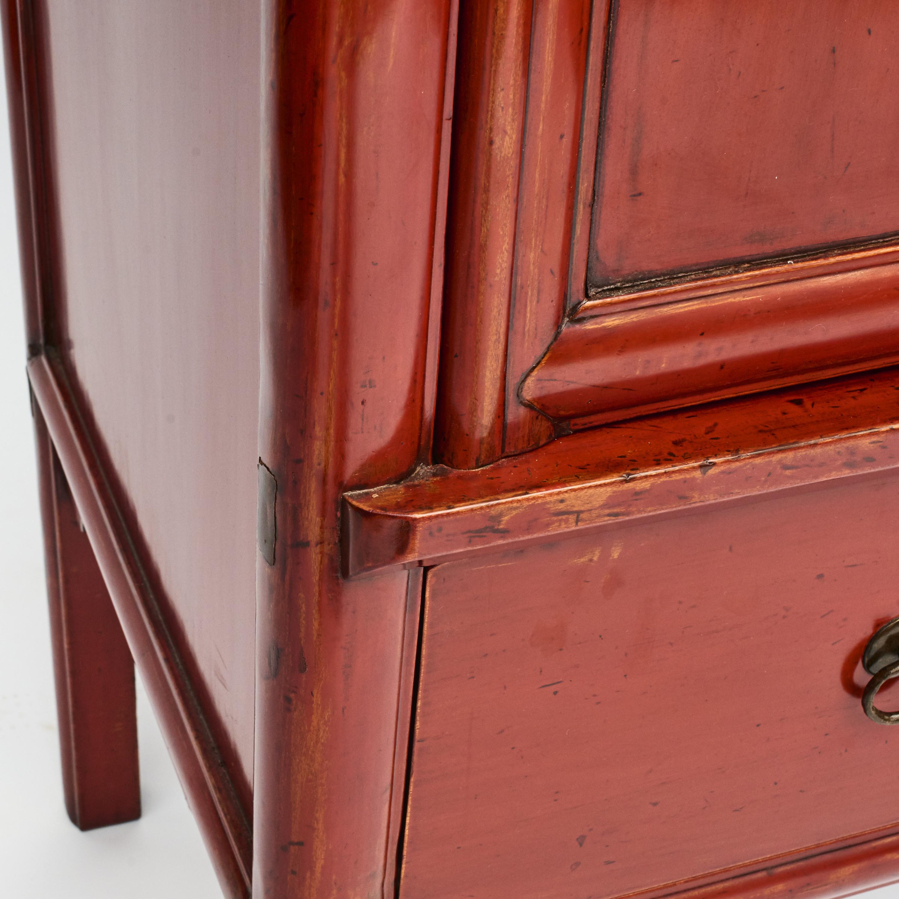 Chinese Ming Style Cabinet with Original Red Lacquer, 1840-1860 5