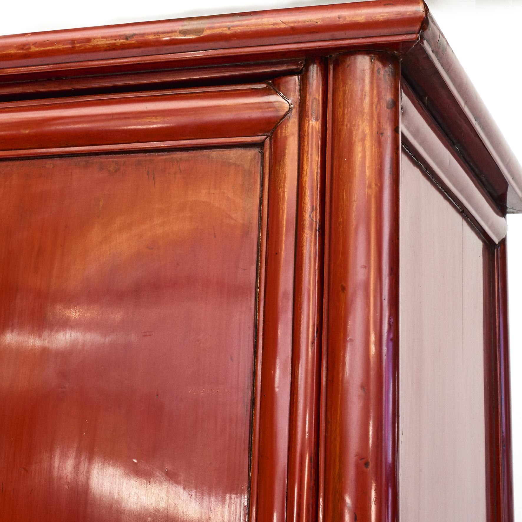 Chinese Ming Style Cabinet with Original Red Lacquer, 1840-1860 6