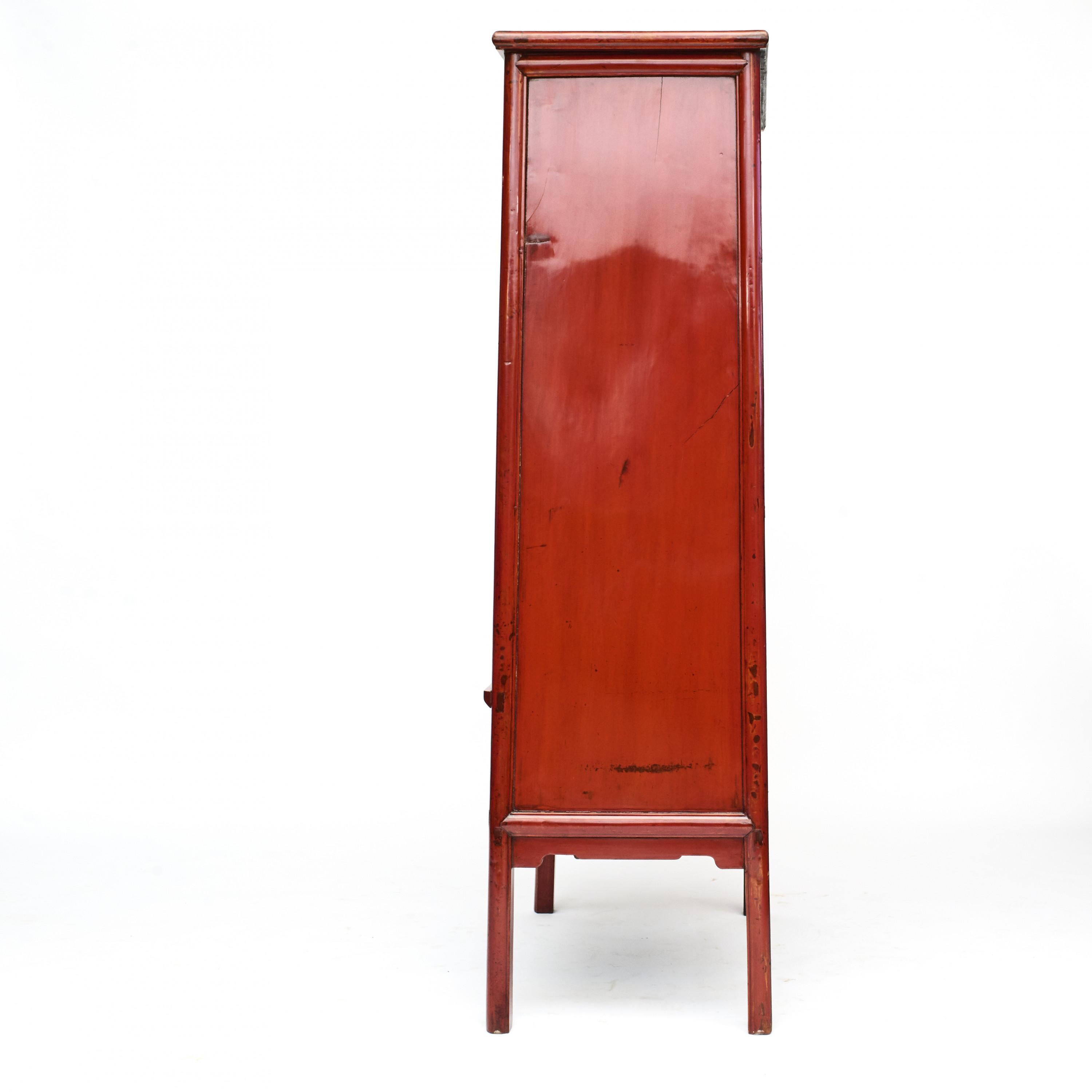 Chinese Ming Style Cabinet with Original Red Lacquer, 1840-1860 9