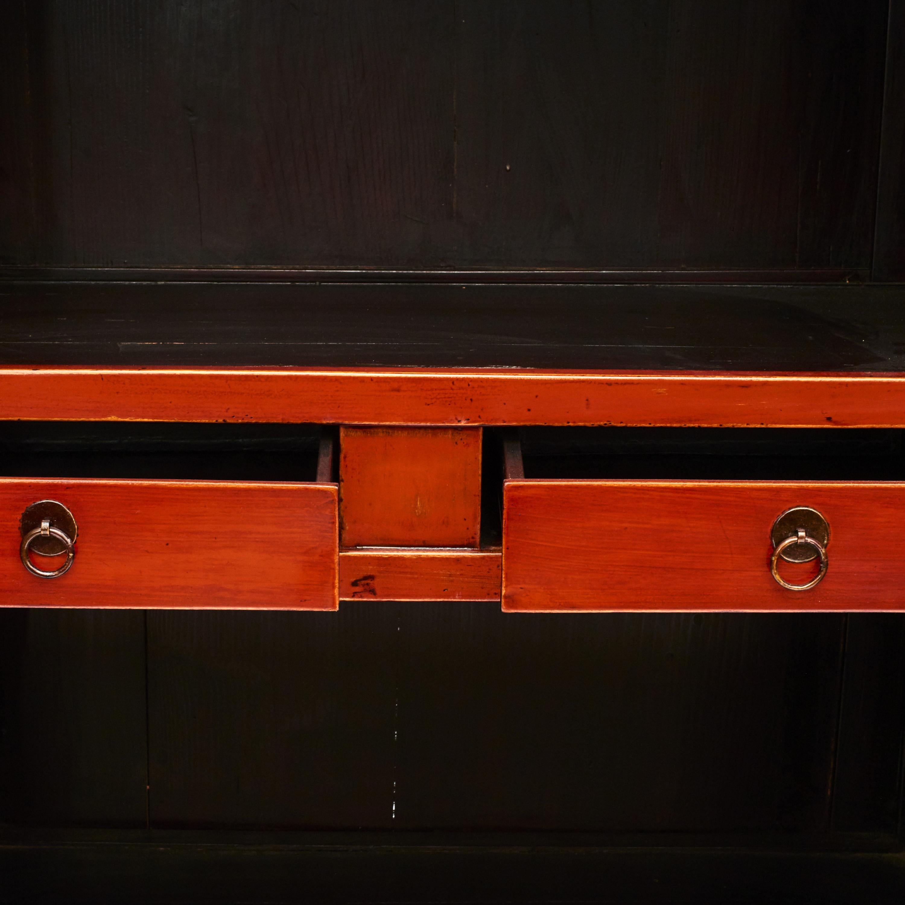 Chinese Ming Style Cabinet with Original Red Lacquer, 1840-1860 In Good Condition In Kastrup, DK