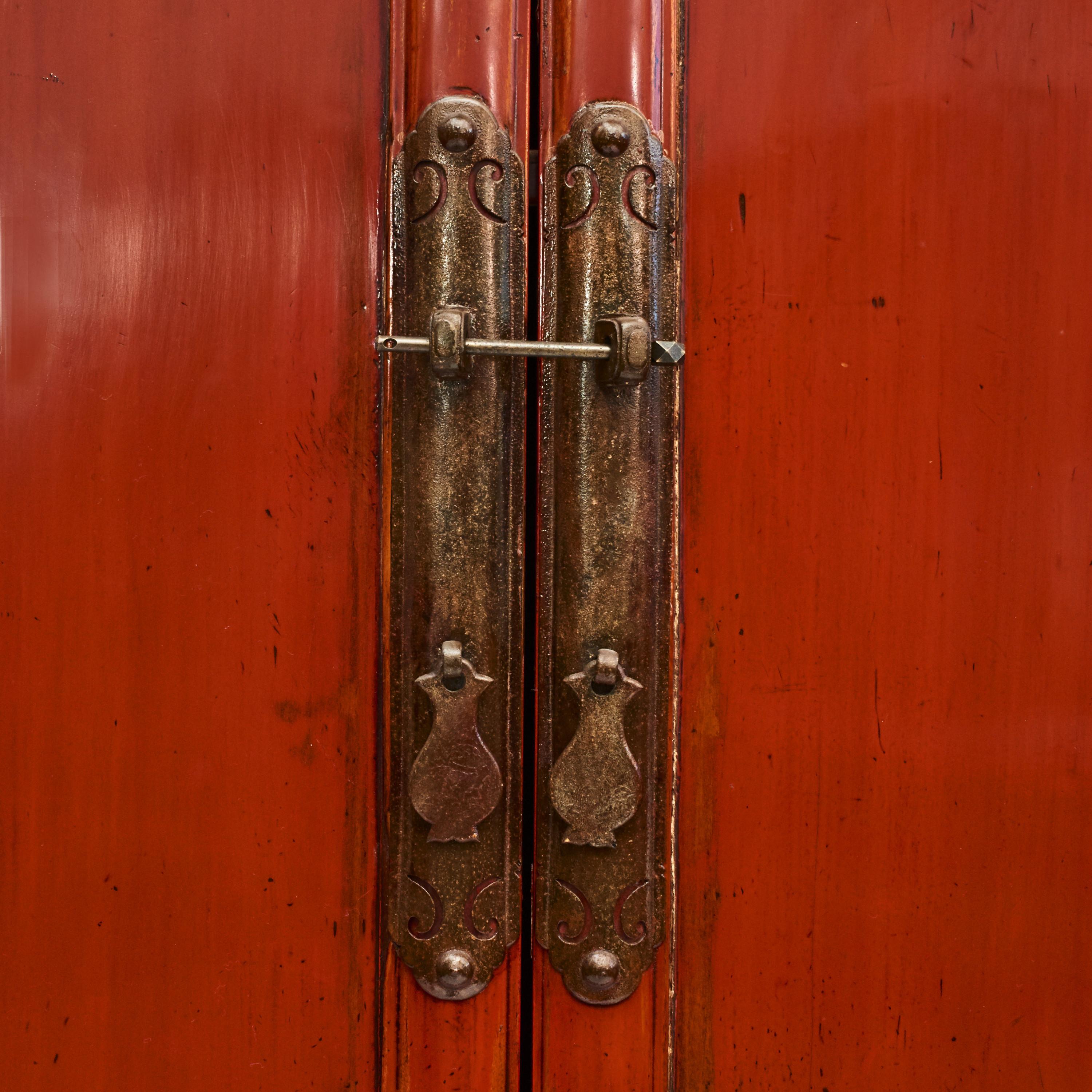 Chinese Ming Style Cabinet with Original Red Lacquer, 1840-1860 3