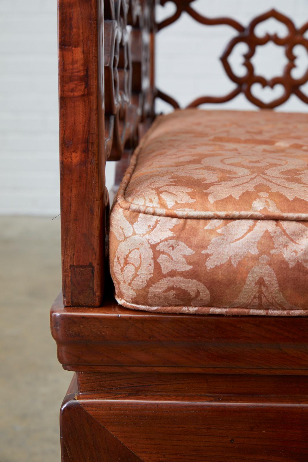 Chinese Ming Style Carved Daybed with Grasscloth 8