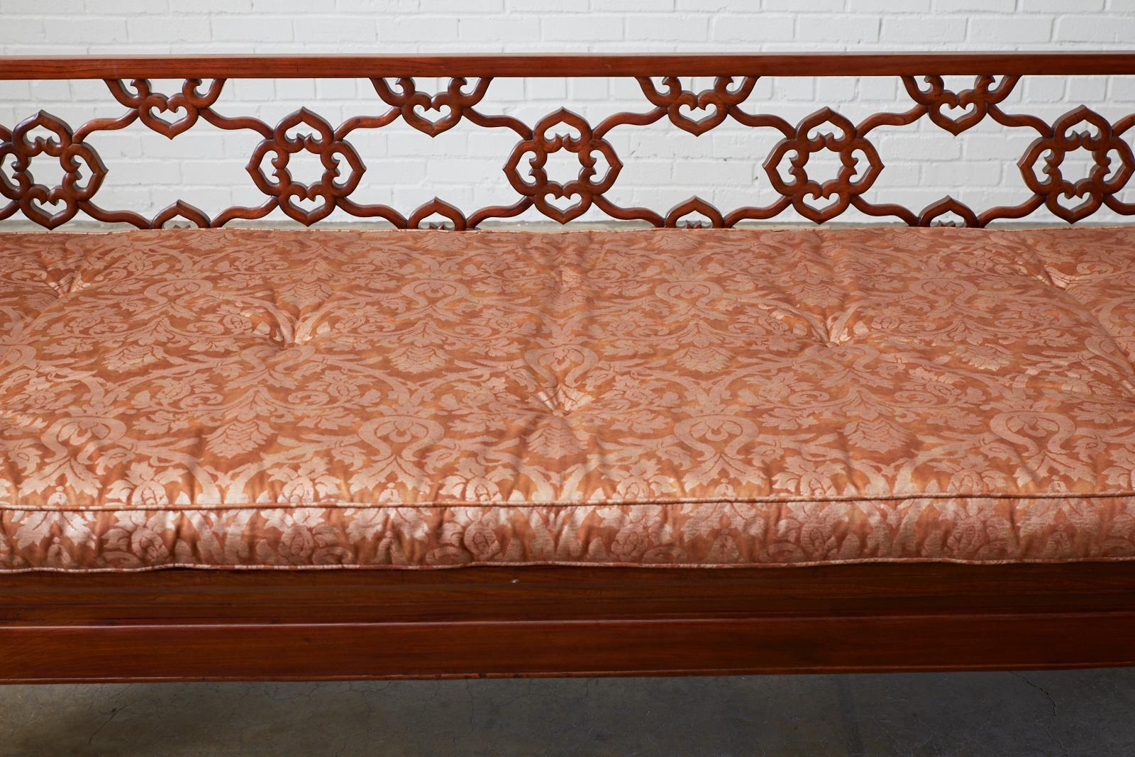 Chinese Ming Style Carved Daybed with Grasscloth 10