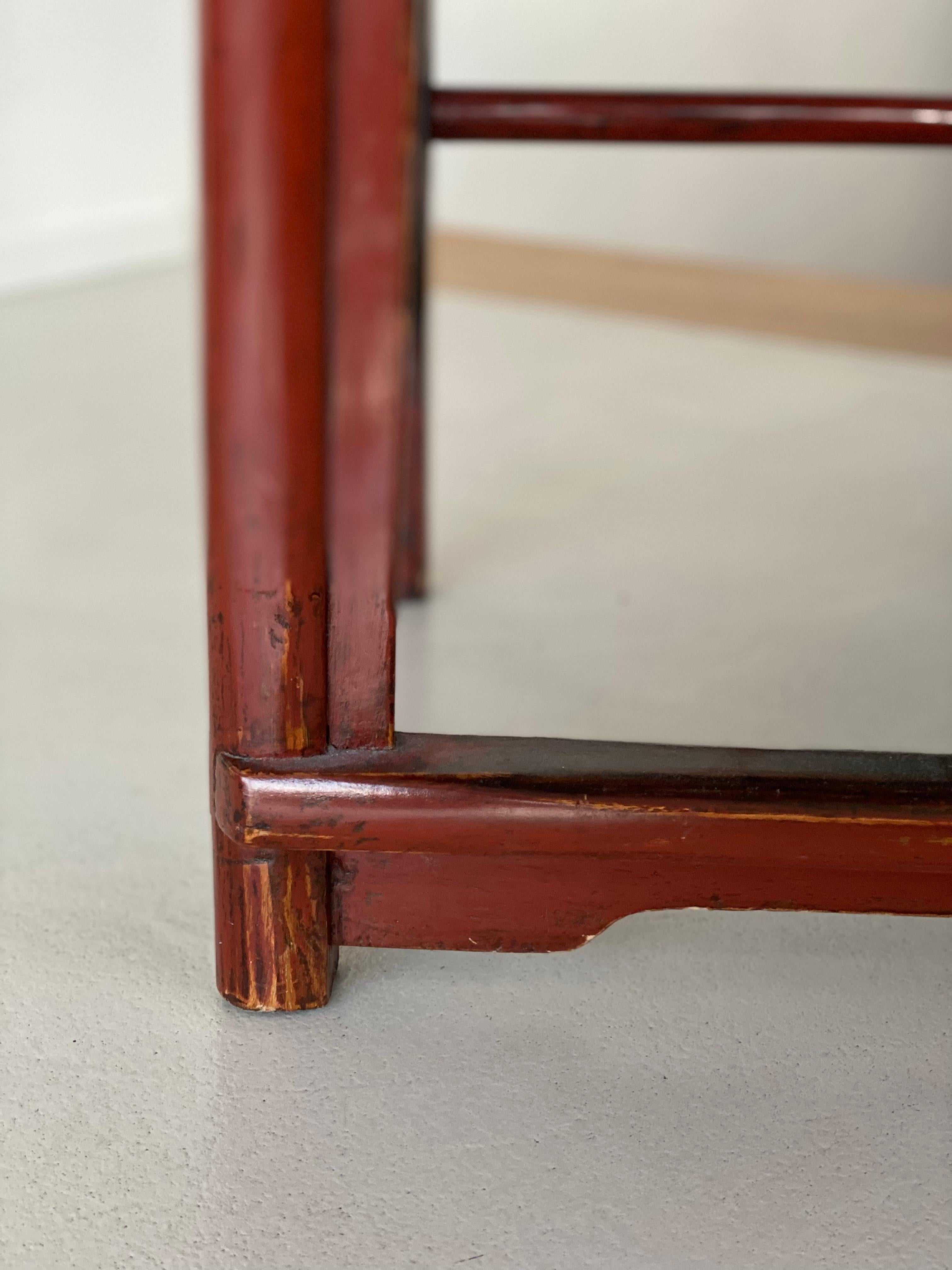 Chinese Ming Style High Back Chair, Red Lacquer For Sale 3