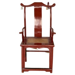 Chinese Ming Style High Back Chair, Red Lacquer