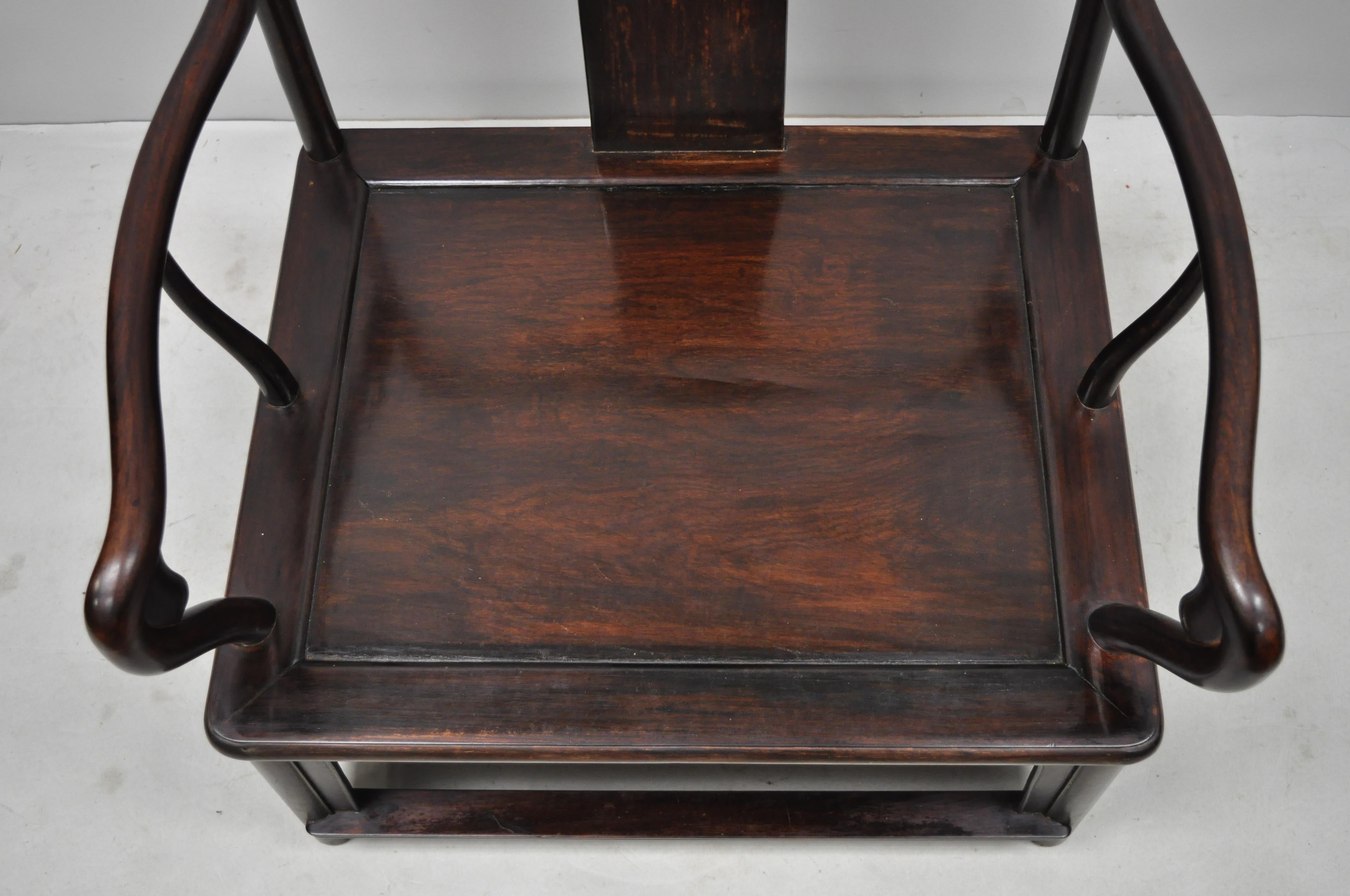Chinese Ming Style Oriental Carved Hardwood Low Armchair In Good Condition For Sale In Philadelphia, PA