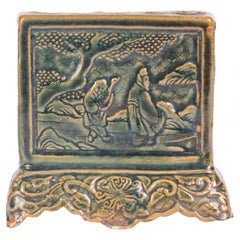 Chinese Ming Style Pottery Green Glazed Incense Holder