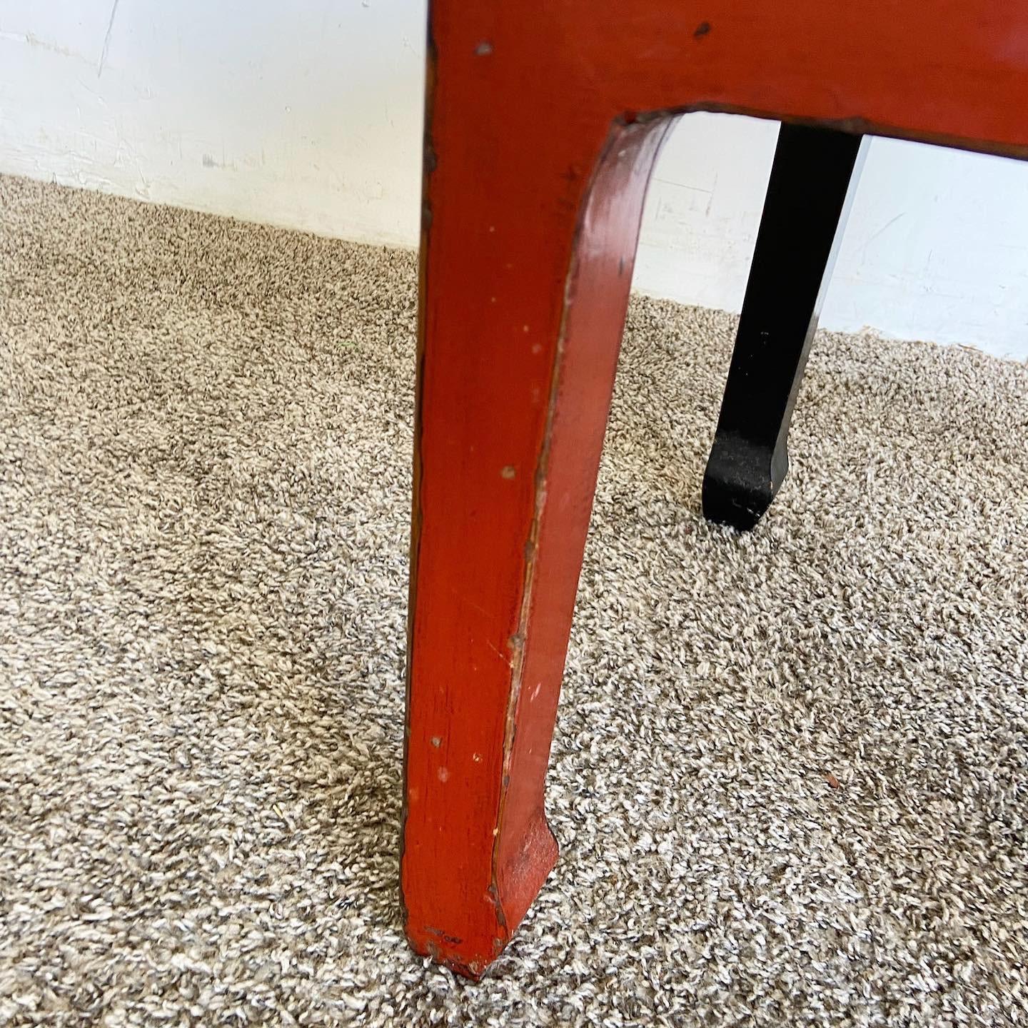 Wood Chinese Ming Style Red Side Table/Nightstand