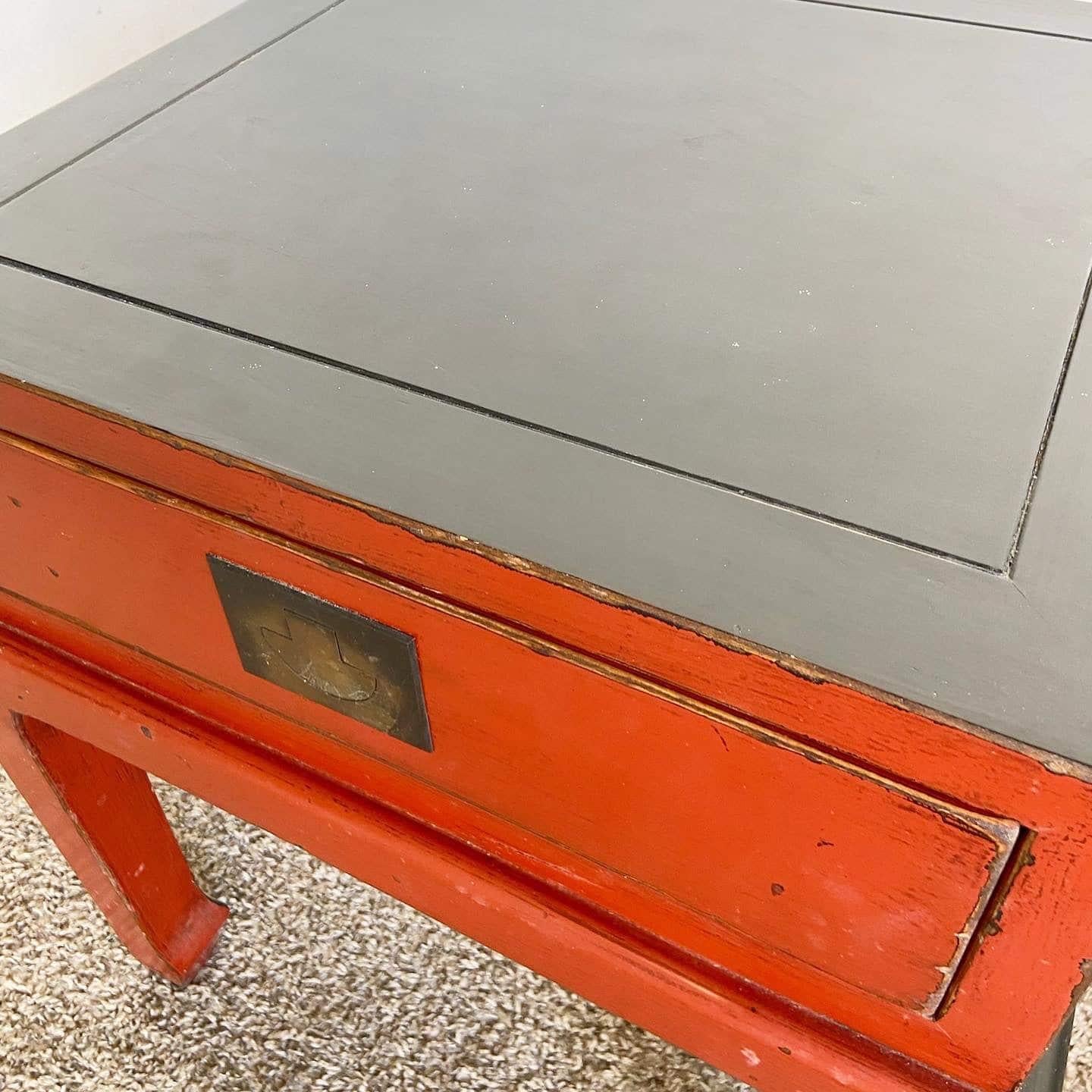 Chinese Ming Style Red Side Table/Nightstand 1