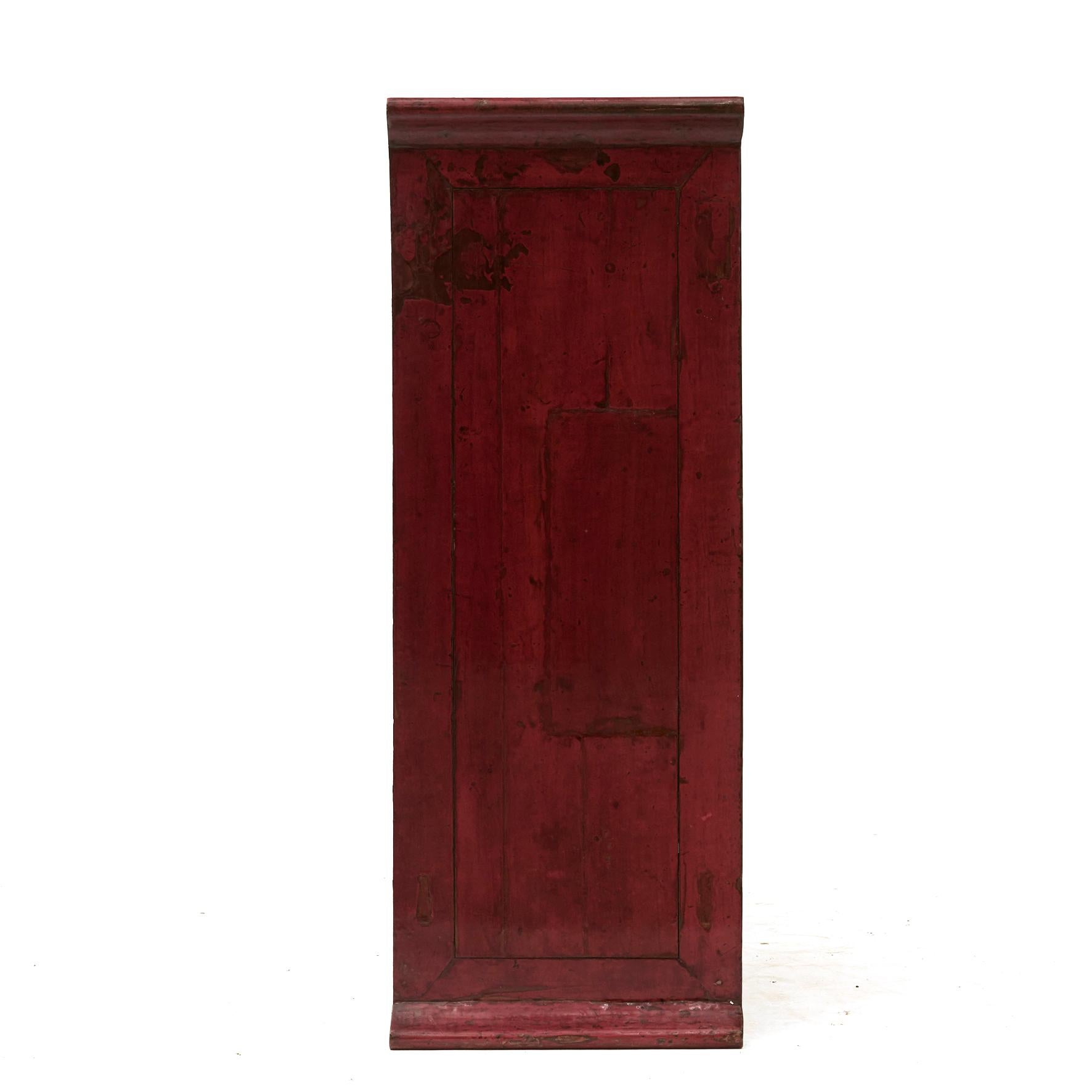 Lacquered Chinese Ming Style Red Lacquer Sideboard Cabinet For Sale