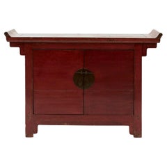 Chinese Ming Style Red Lacquer Altar Cabinet