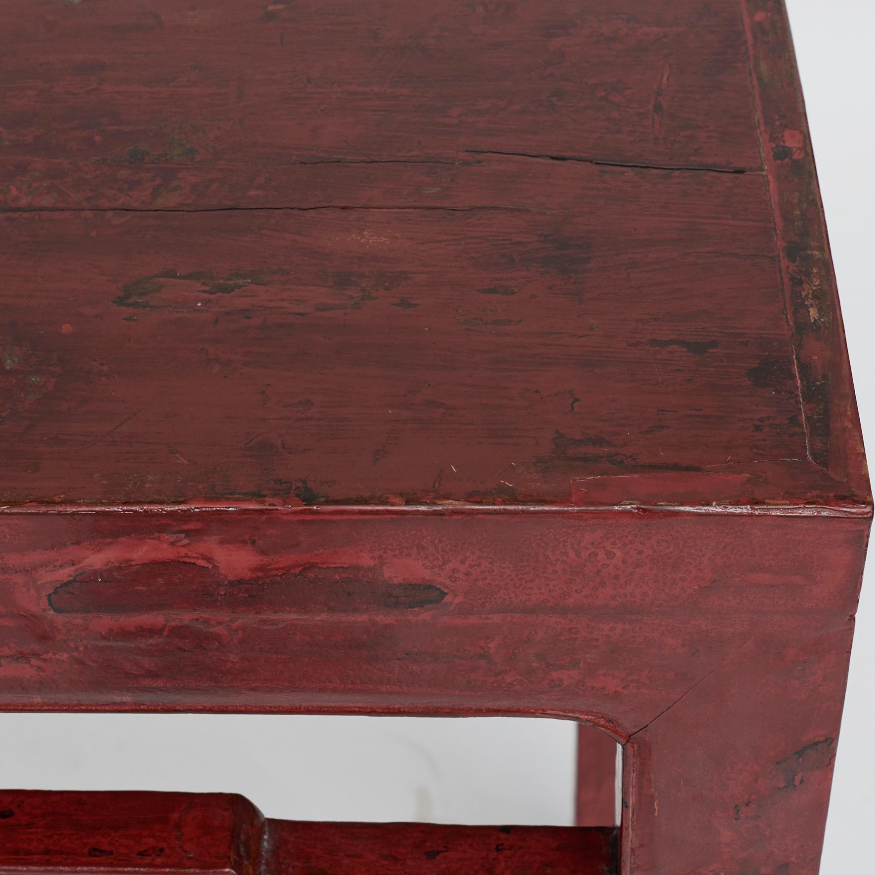 Chinese Ming Style Red Lacquer Console Table In Good Condition For Sale In Kastrup, DK