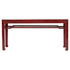 Chinese Ming Style Red Lacquer Console Table