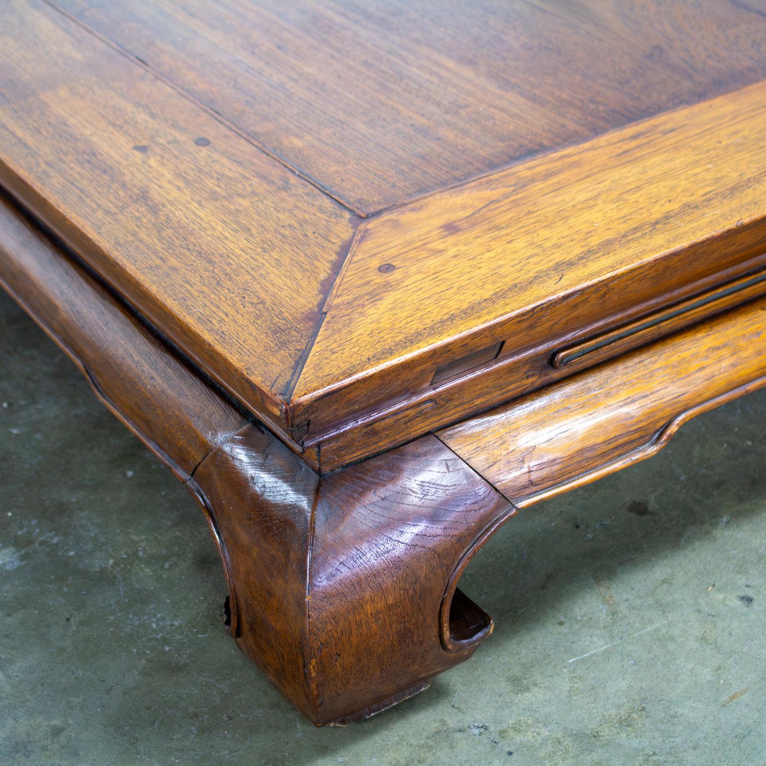 Chinese Ming Style Waisted Opium Bed or Monumental Coffee Table w/Chow Legs For Sale 4