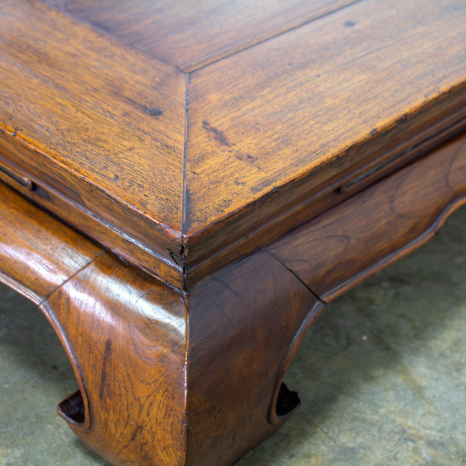 Chinese Ming Style Waisted Opium Bed or Monumental Coffee Table w/Chow Legs For Sale 5