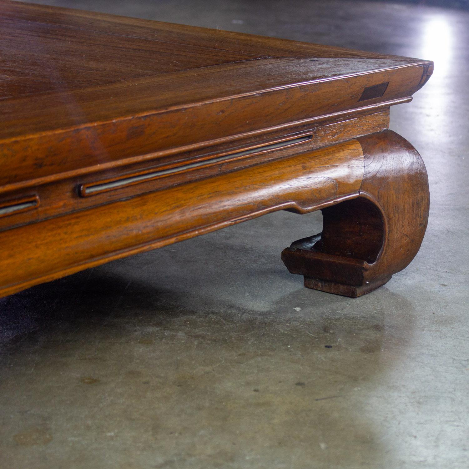 Chinese Ming Style Waisted Opium Bed or Monumental Coffee Table w/Chow Legs For Sale 7