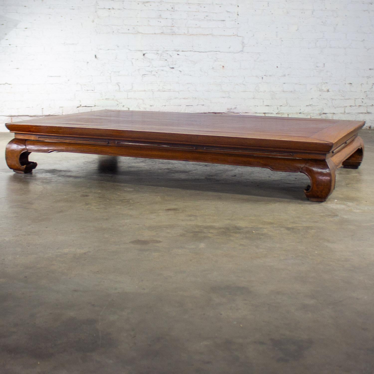 Chinese Ming Style Waisted Opium Bed or Monumental Coffee Table w/Chow Legs For Sale 8
