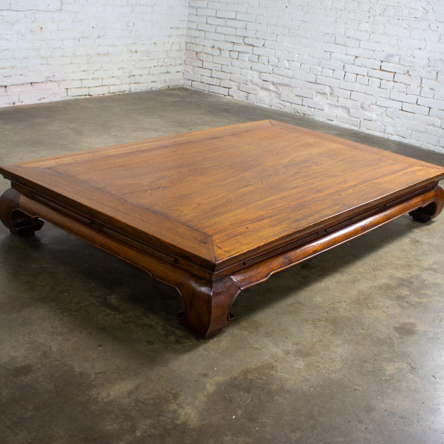 Wood Chinese Ming Style Waisted Opium Bed or Monumental Coffee Table w/Chow Legs For Sale