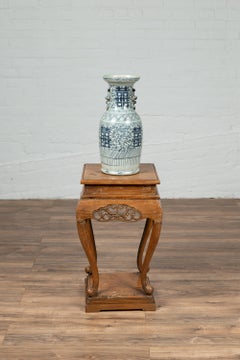 Antique Chinese 19th Century Wooden Waisted Incense Stand with Carved Apron