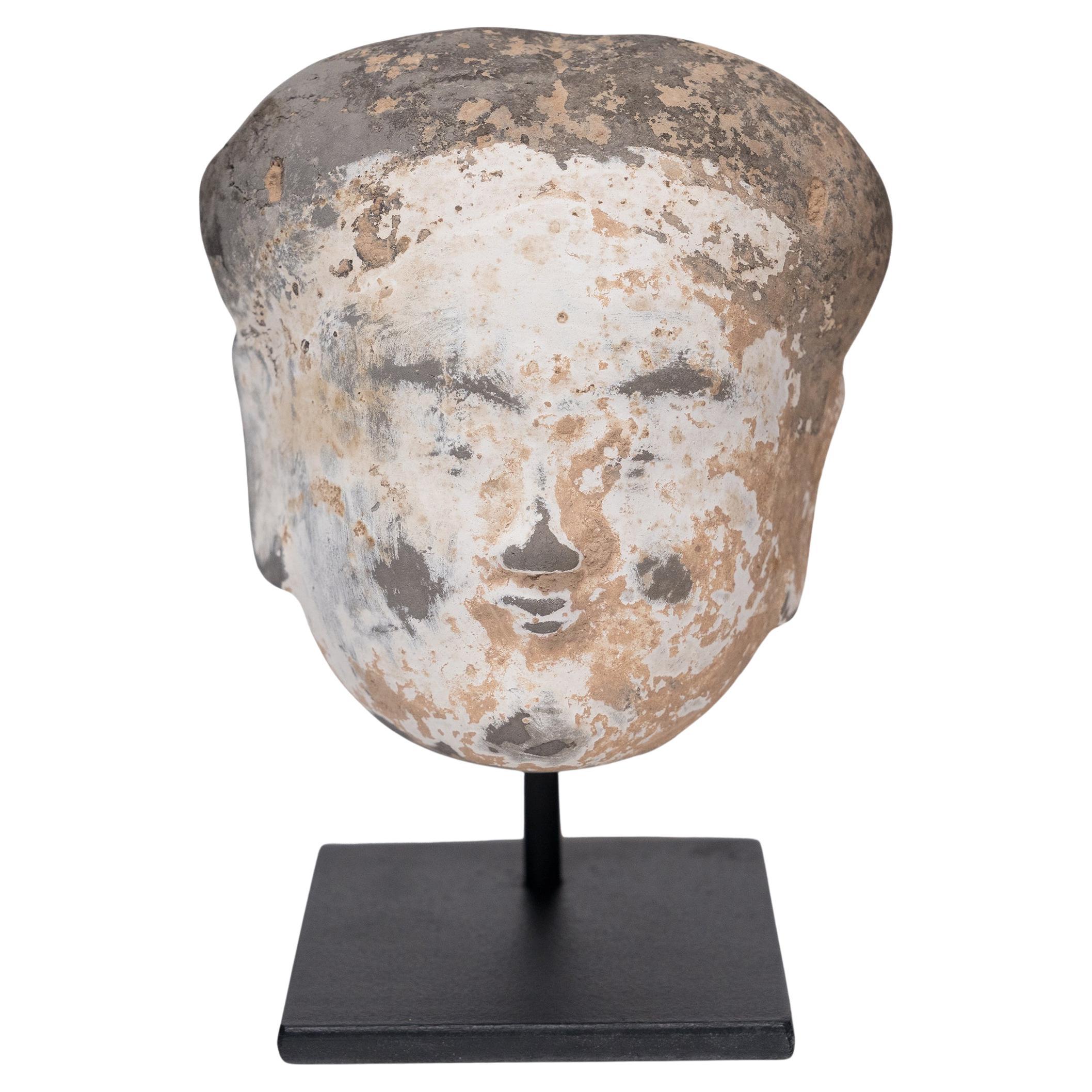 Tête de préposé chinoise Mingqi, dynastie Han